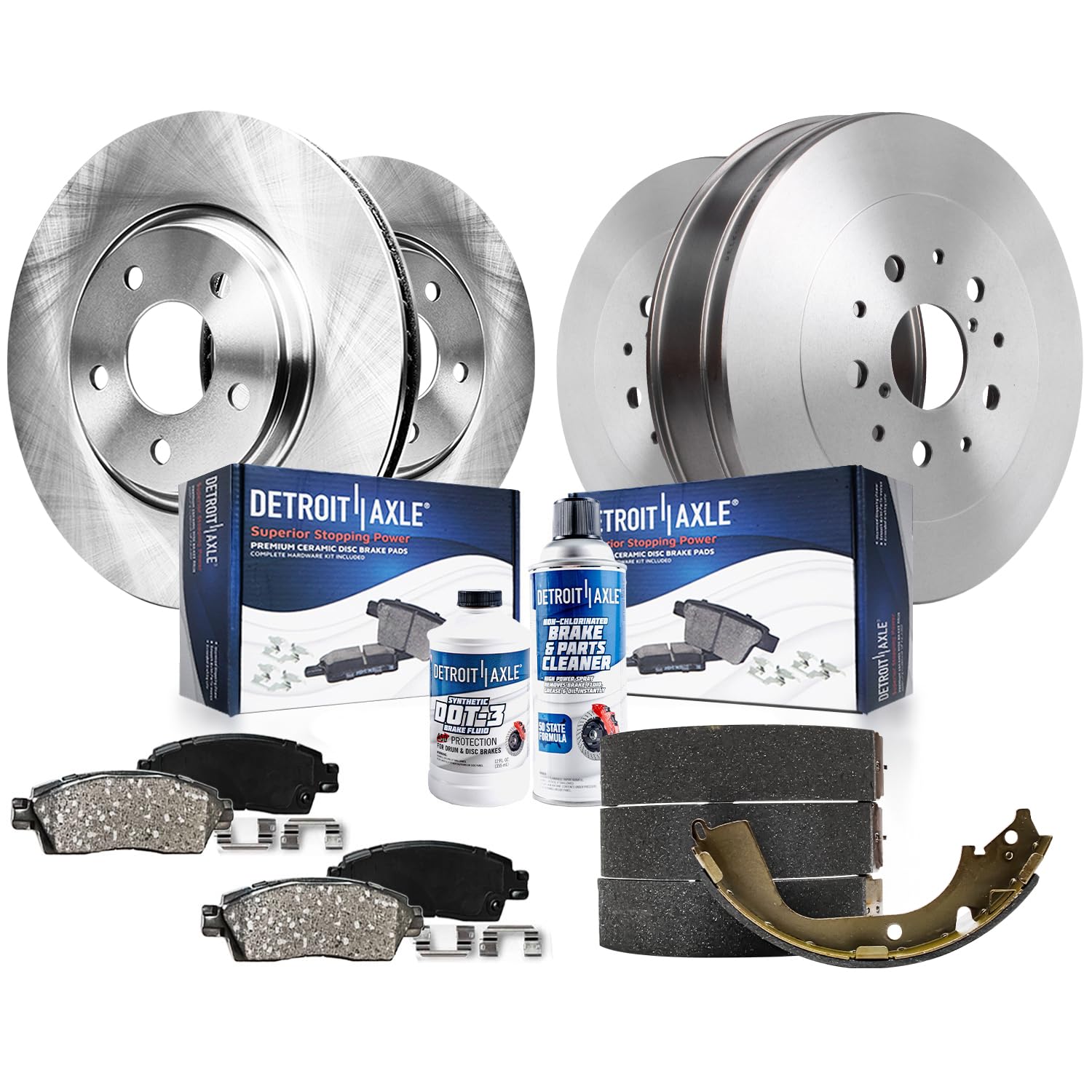 10pc Front Disc Rotors Ceramic Brake Pads and Rear Drums Brake Shoes Kit