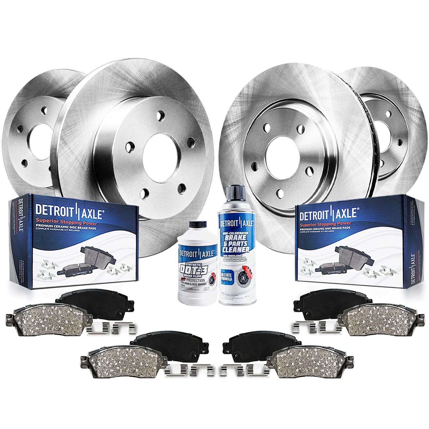 10pc Front & Rear Disc Rotors and Ceramic Brake Pads Kit