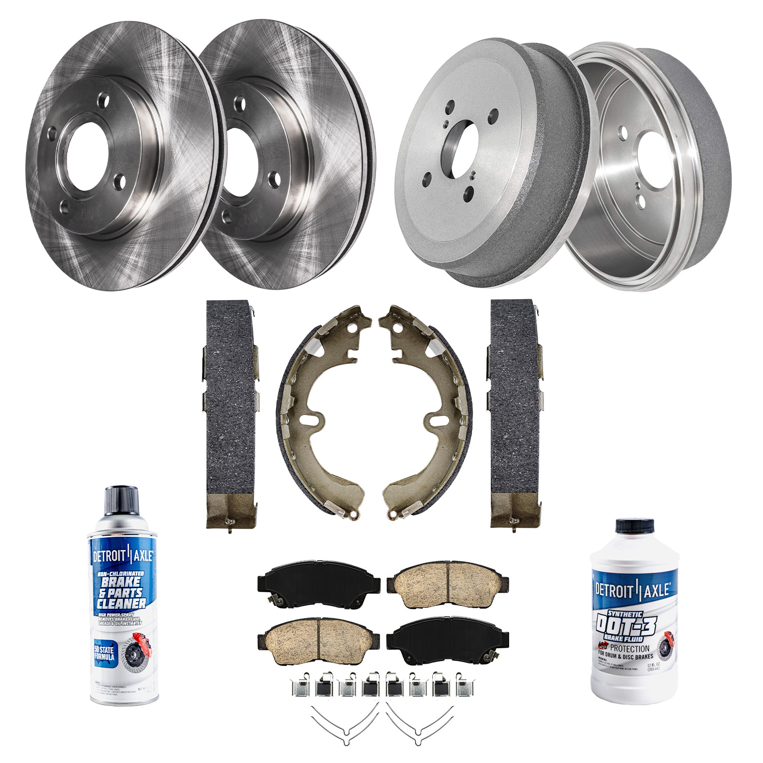 10pc Front Disc Rotors Ceramic Brake Pads and Rear Drums Brake Shoes Kit