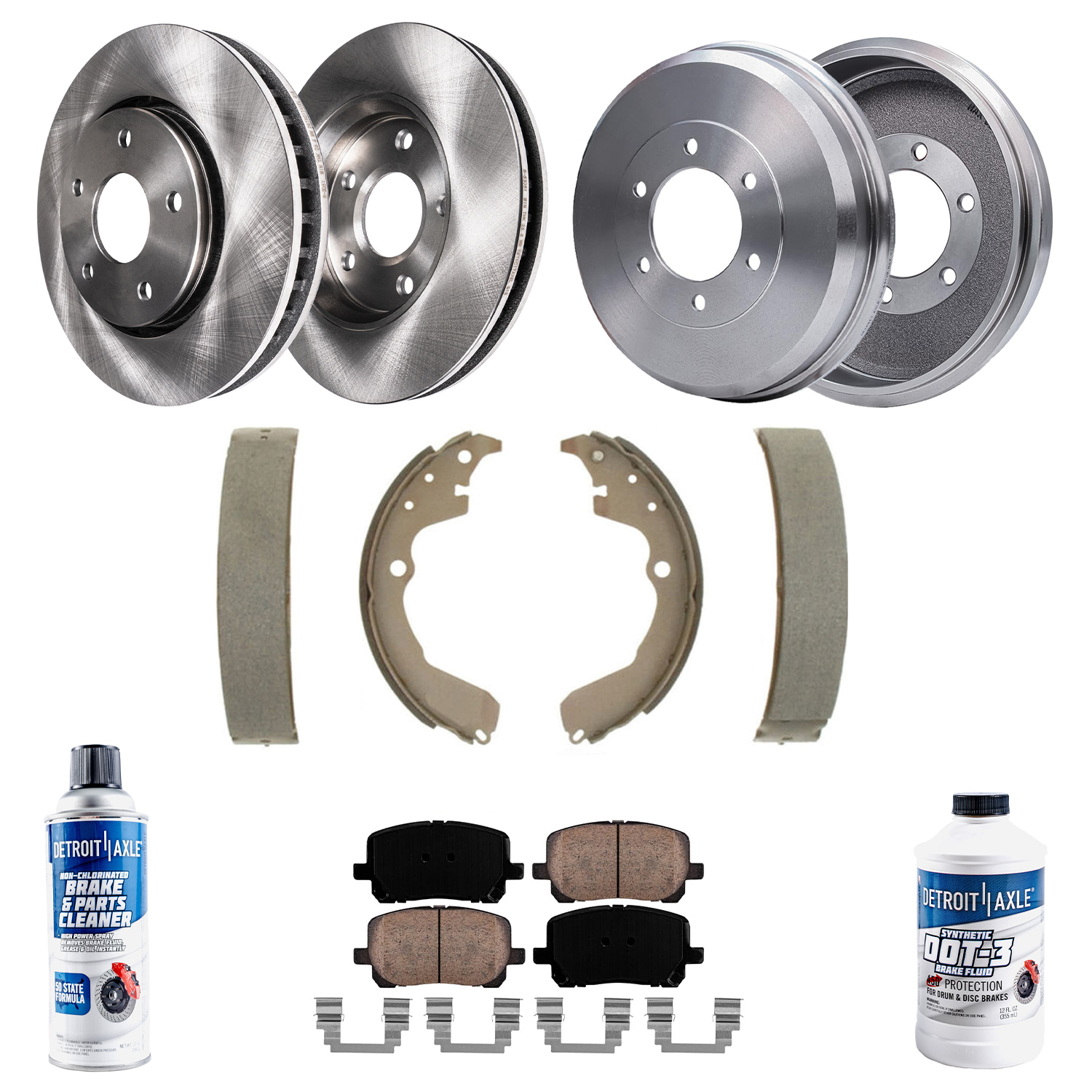 10pc Front Disc Rotors Ceramic Brake Pads and Rear Drums Brake Shoes Kit