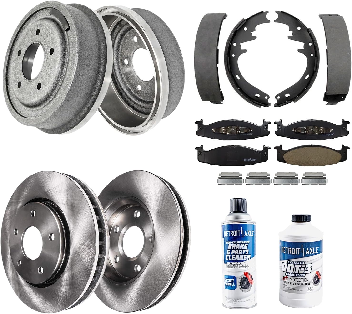 10pc Front Disc Rotors Ceramic Brake Pads and Rear Drums Brake Shoes Kit