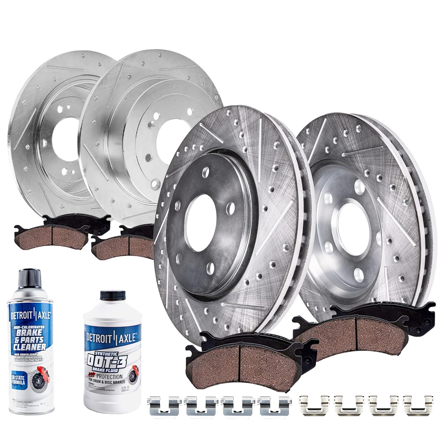 10pc Front & Rear Drilled Slotted Rotors and Ceramic Brake Pads Kit