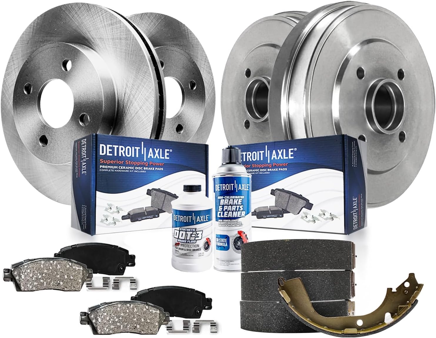 10pc Front Disc Rotors Ceramic Brake Pads and Rear Drums Brake Shoes Kit