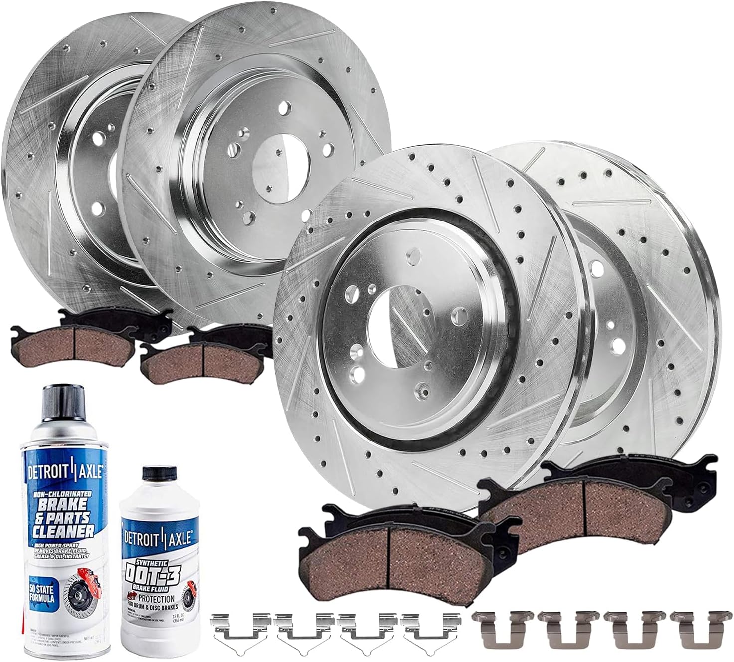 10pc Front & Rear Drilled Slotted Rotors and Ceramic Brake Pads Kit