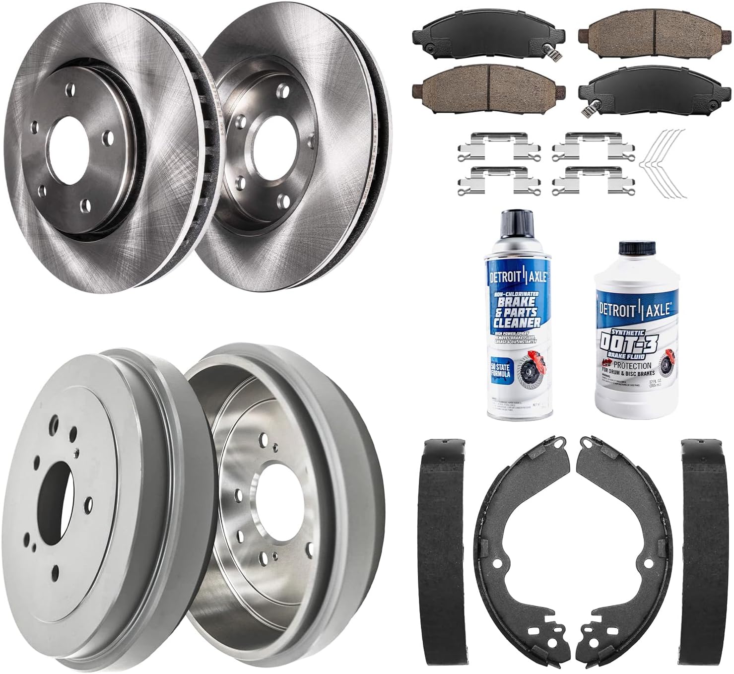 10pc Front Disc Rotors Ceramic Brake Pads and Rear Drums Brake Shoes Kit