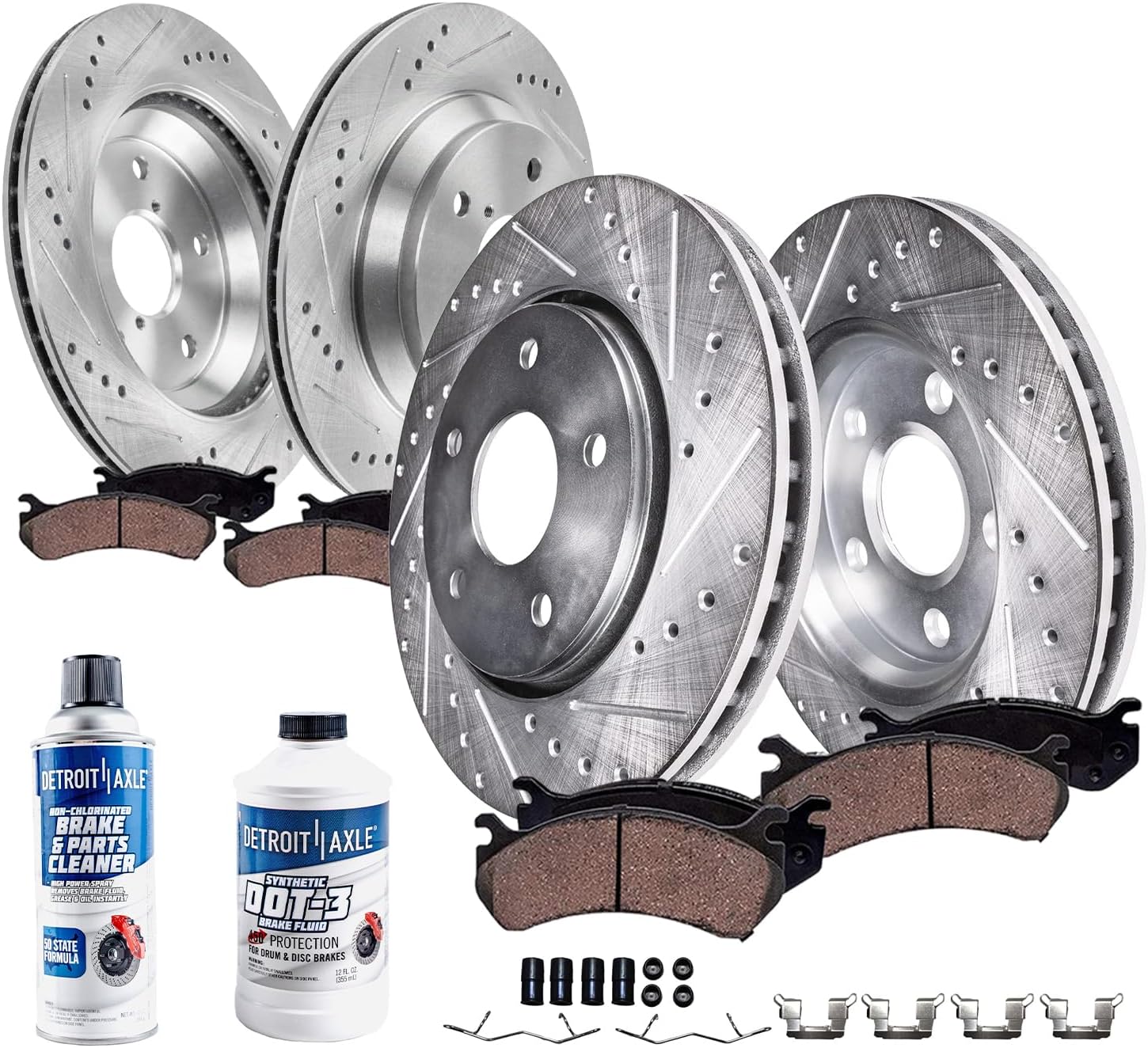 10pc Front & Rear Drilled Slotted Rotors and Ceramic Brake Pads Kit