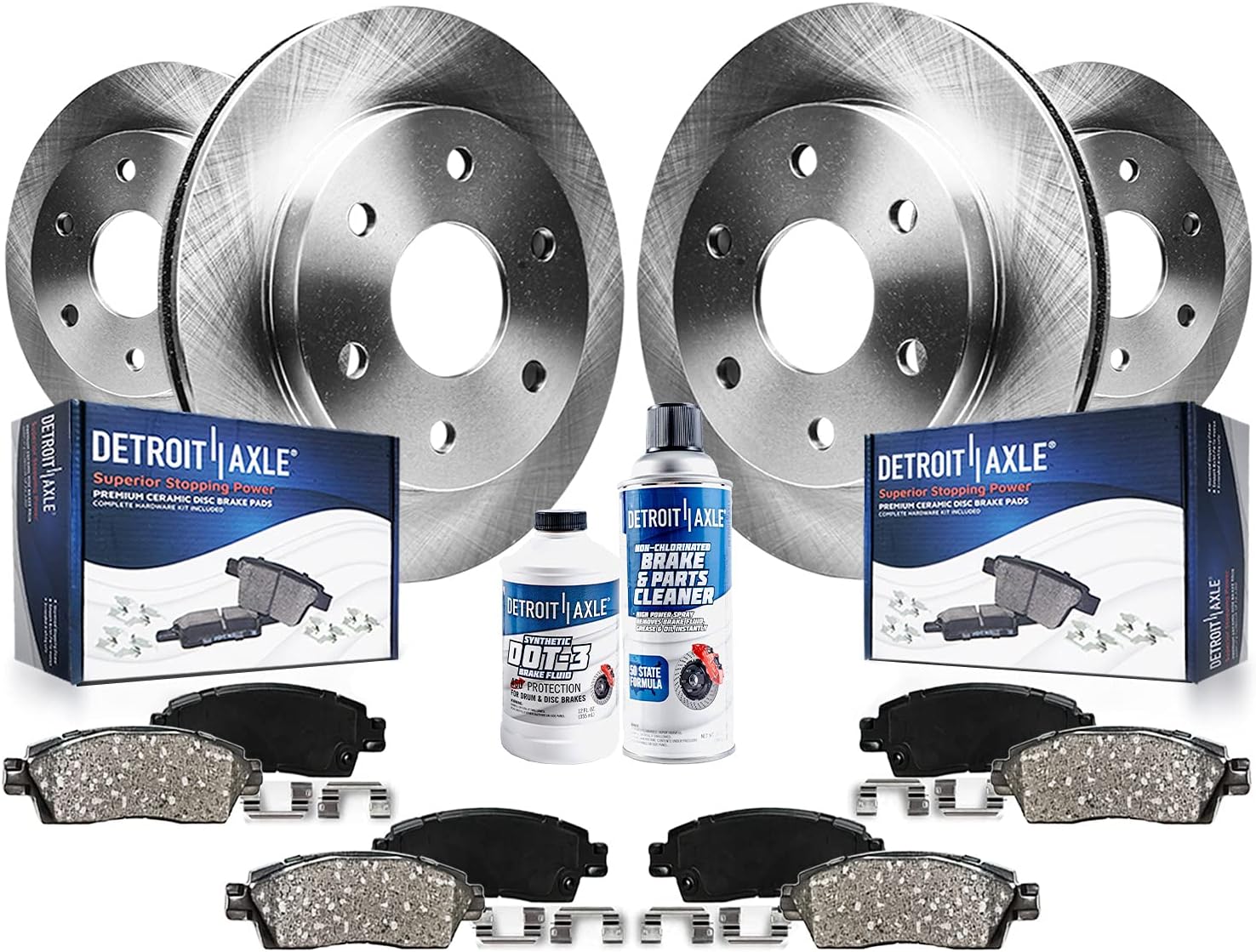 10pc Front & Rear Disc Rotors and Ceramic Brake Pads Kit