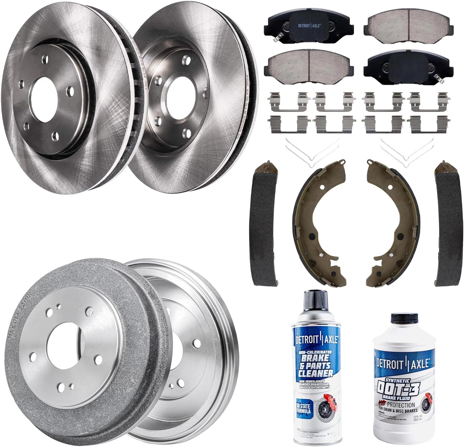 10pc Front Disc Rotors Ceramic Brake Pads and Rear Drums Brake Shoes Kit