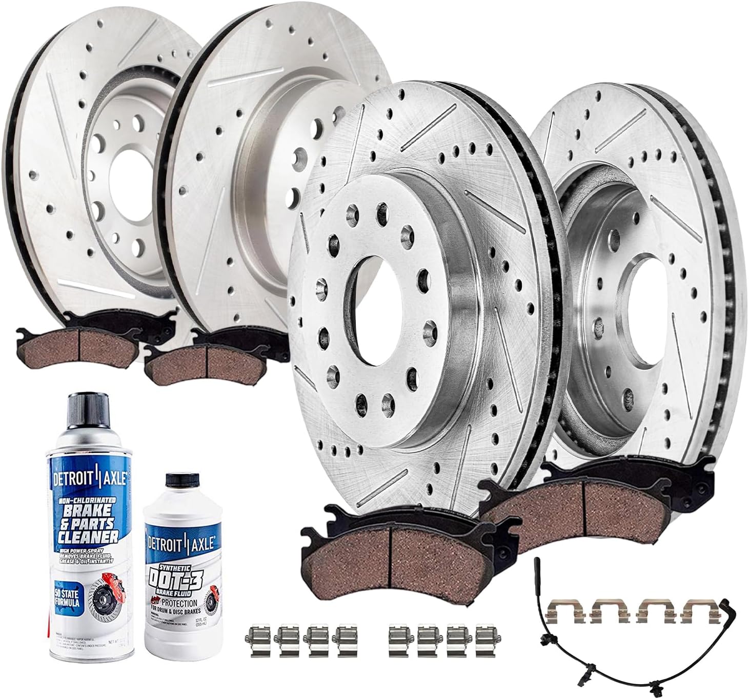 10pc Front & Rear Drilled Slotted Rotors and Ceramic Brake Pads Kit