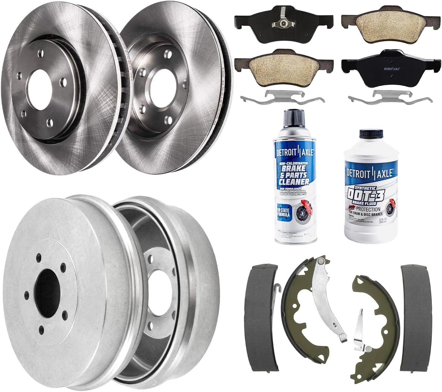 10pc Front Disc Rotors Ceramic Brake Pads and Rear Drums Brake Shoes Kit