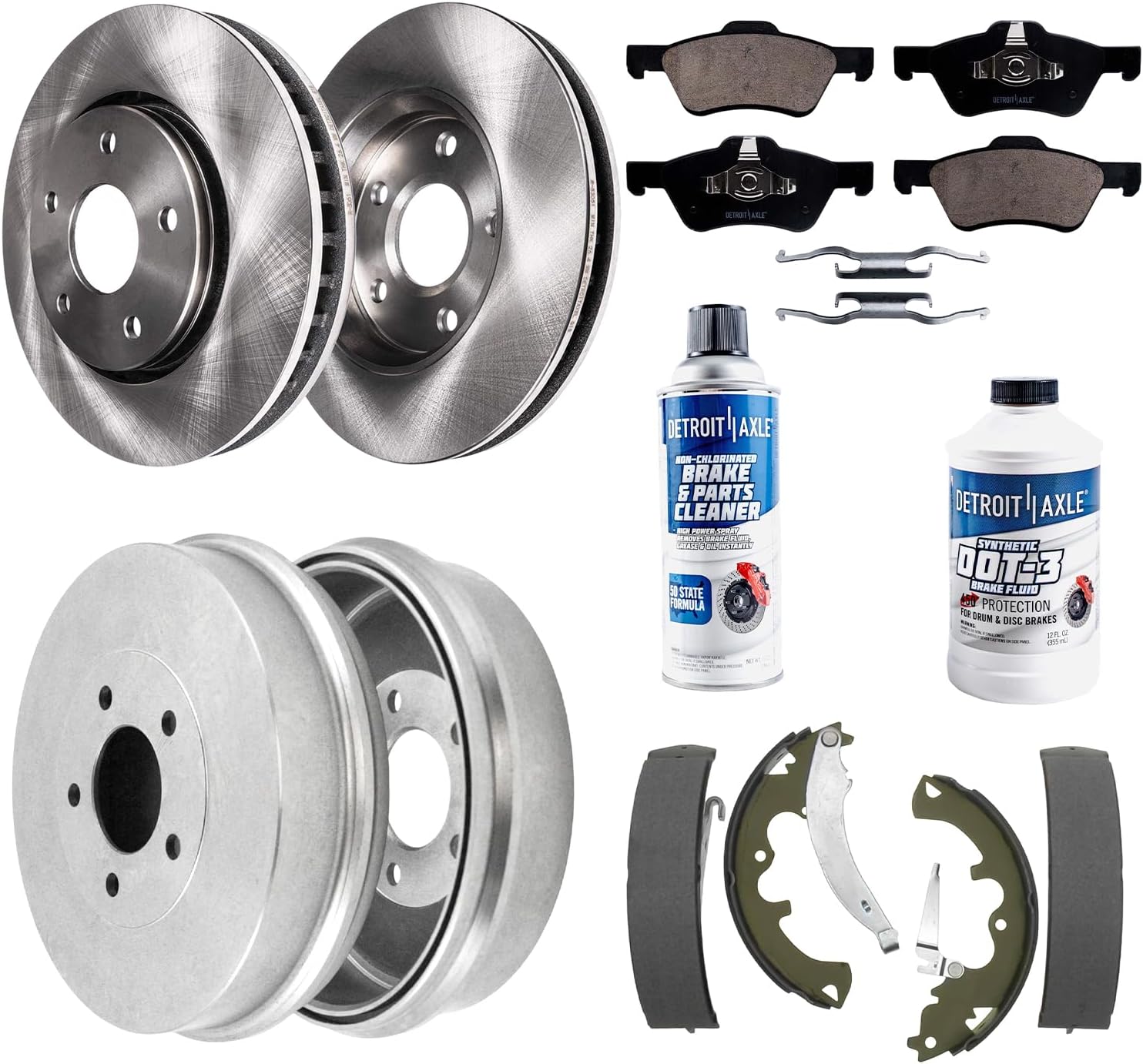 10pc Front Disc Rotors Ceramic Brake Pads and Rear Drums Brake Shoes Kit