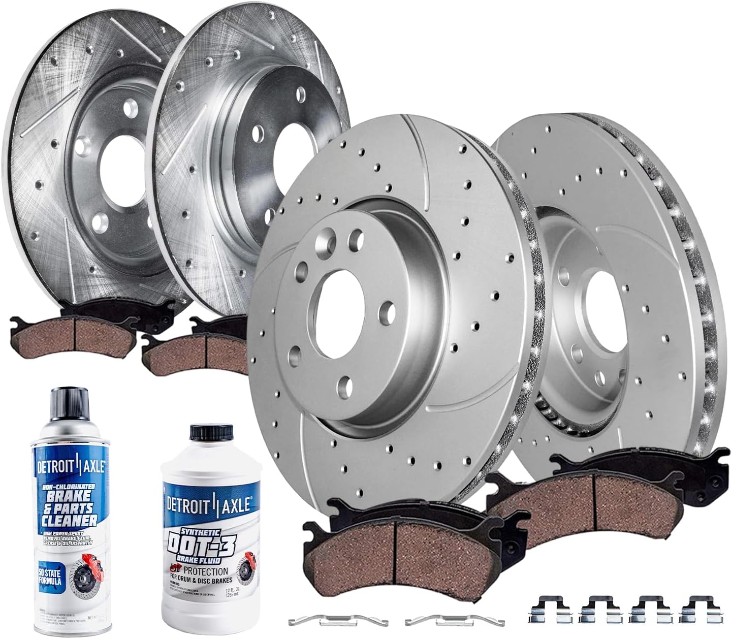 10pc Front & Rear Drilled Slotted Rotors and Ceramic Brake Pads Kit