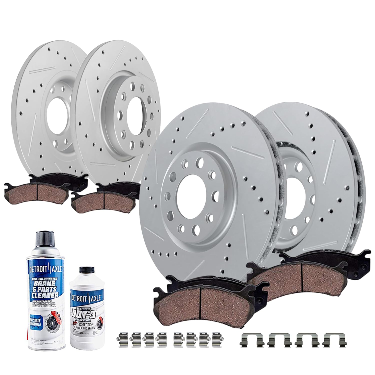 10pc Front & Rear Drilled Slotted Rotors and Ceramic Brake Pads Kit
