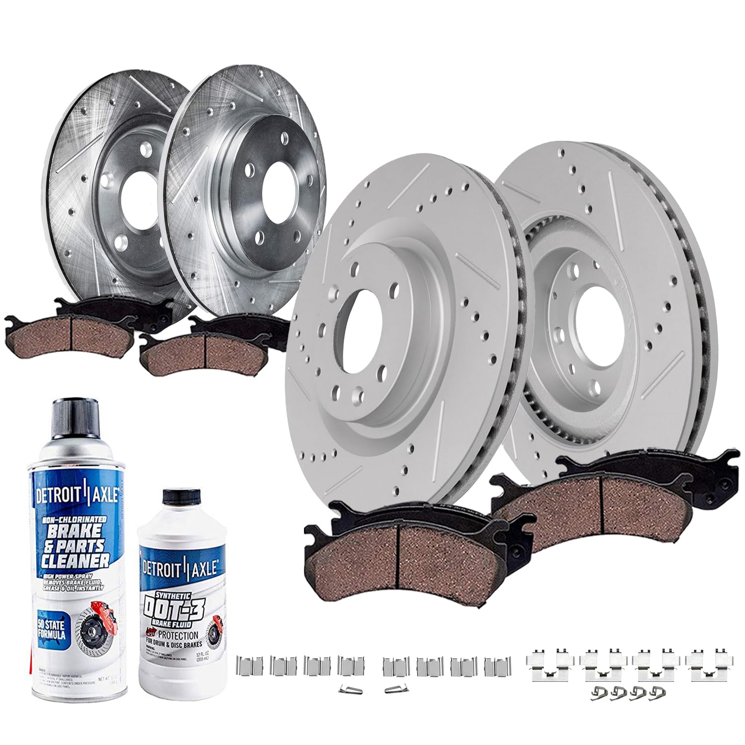 10pc Front & Rear Drilled Slotted Rotors and Ceramic Brake Pads Kit