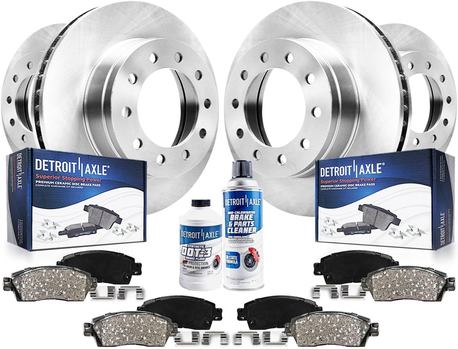 10pc Front & Rear Disc Rotors and Ceramic Brake Pads Kit