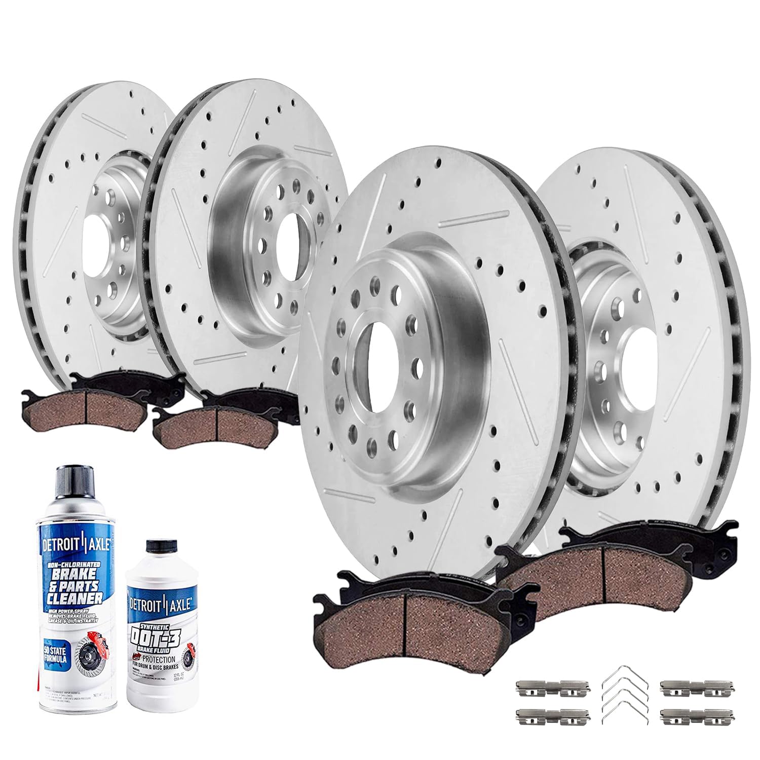 10pc Front & Rear Drilled Slotted Rotors and Ceramic Brake Pads Kit