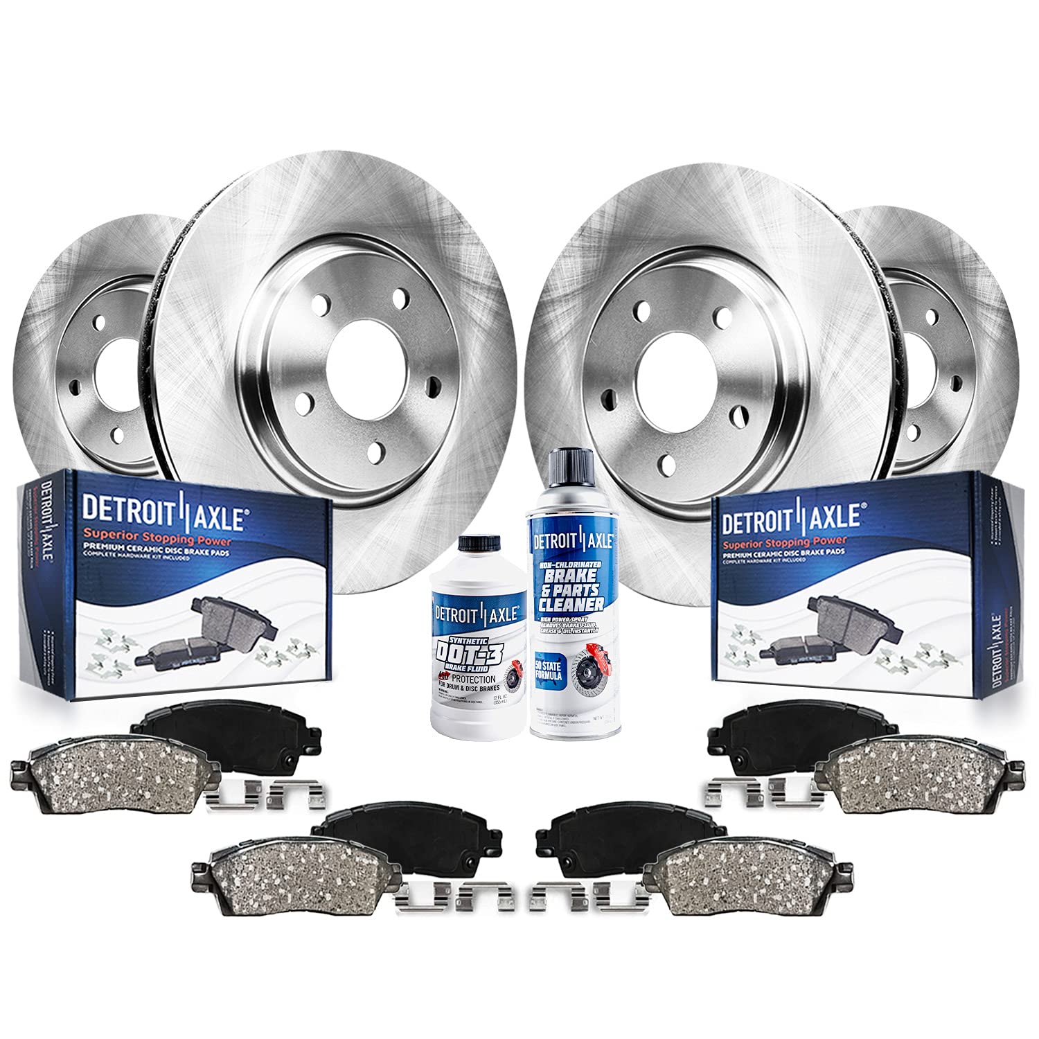 10pc Front & Rear Disc Rotors and Ceramic Brake Pads Kit