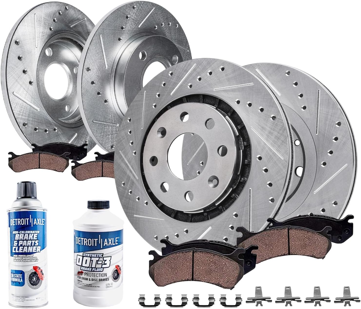 10pc Front & Rear Drilled Slotted Rotors and Ceramic Brake Pads Kit