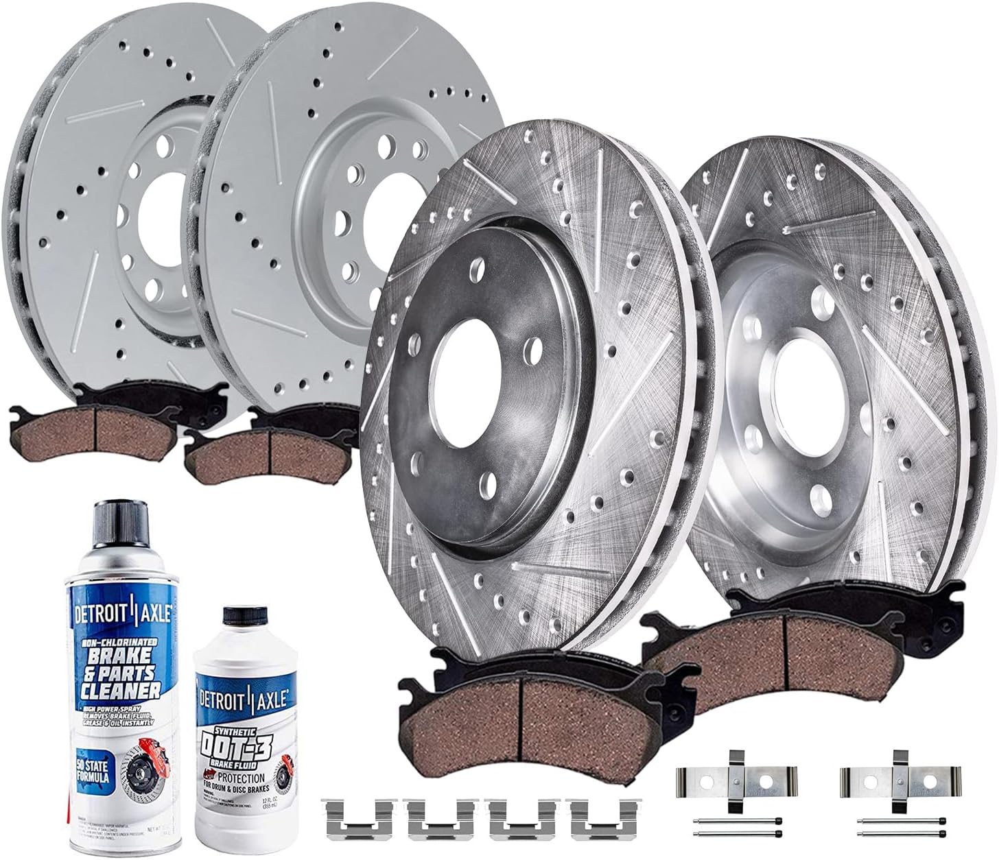 10pc Front & Rear Drilled Slotted Rotors and Ceramic Brake Pads Kit