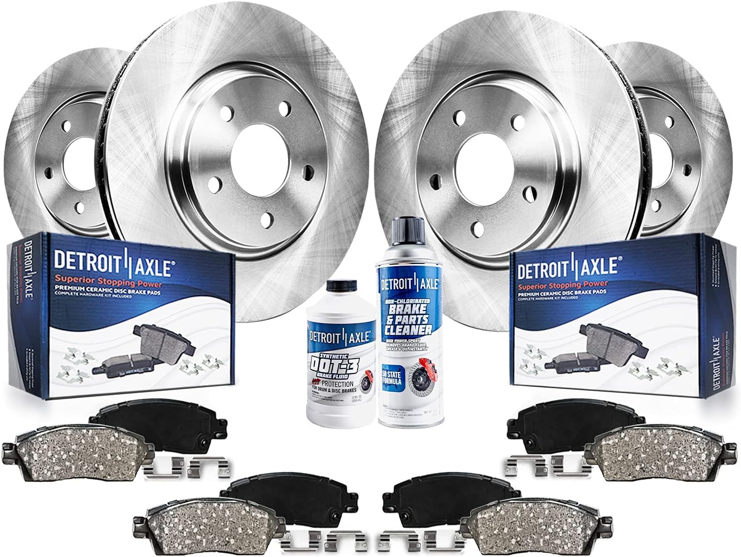 10pc Front & Rear Disc Rotors and Ceramic Brake Pads Kit