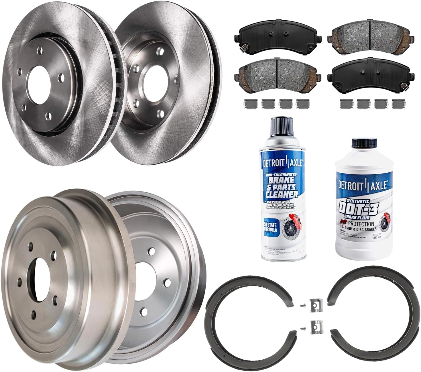 10pc Front Disc Rotors Ceramic Brake Pads and Rear Drums Brake Shoes Kit