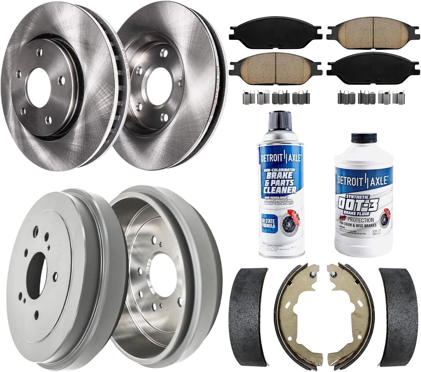 10pc Front Disc Rotors Ceramic Brake Pads and Rear Drums Brake Shoes Kit