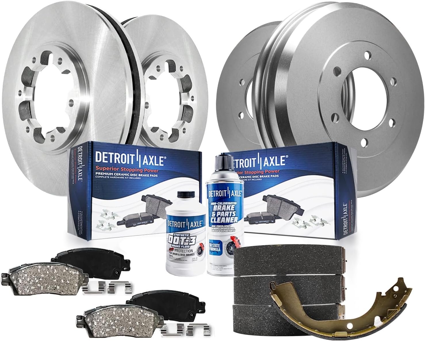 10pc Front Disc Rotors Ceramic Brake Pads and Rear Drums Brake Shoes Kit