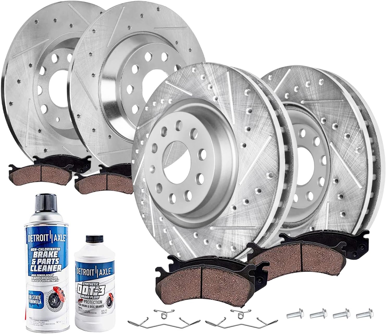 10pc Front & Rear Drilled Slotted Rotors and Ceramic Brake Pads Kit