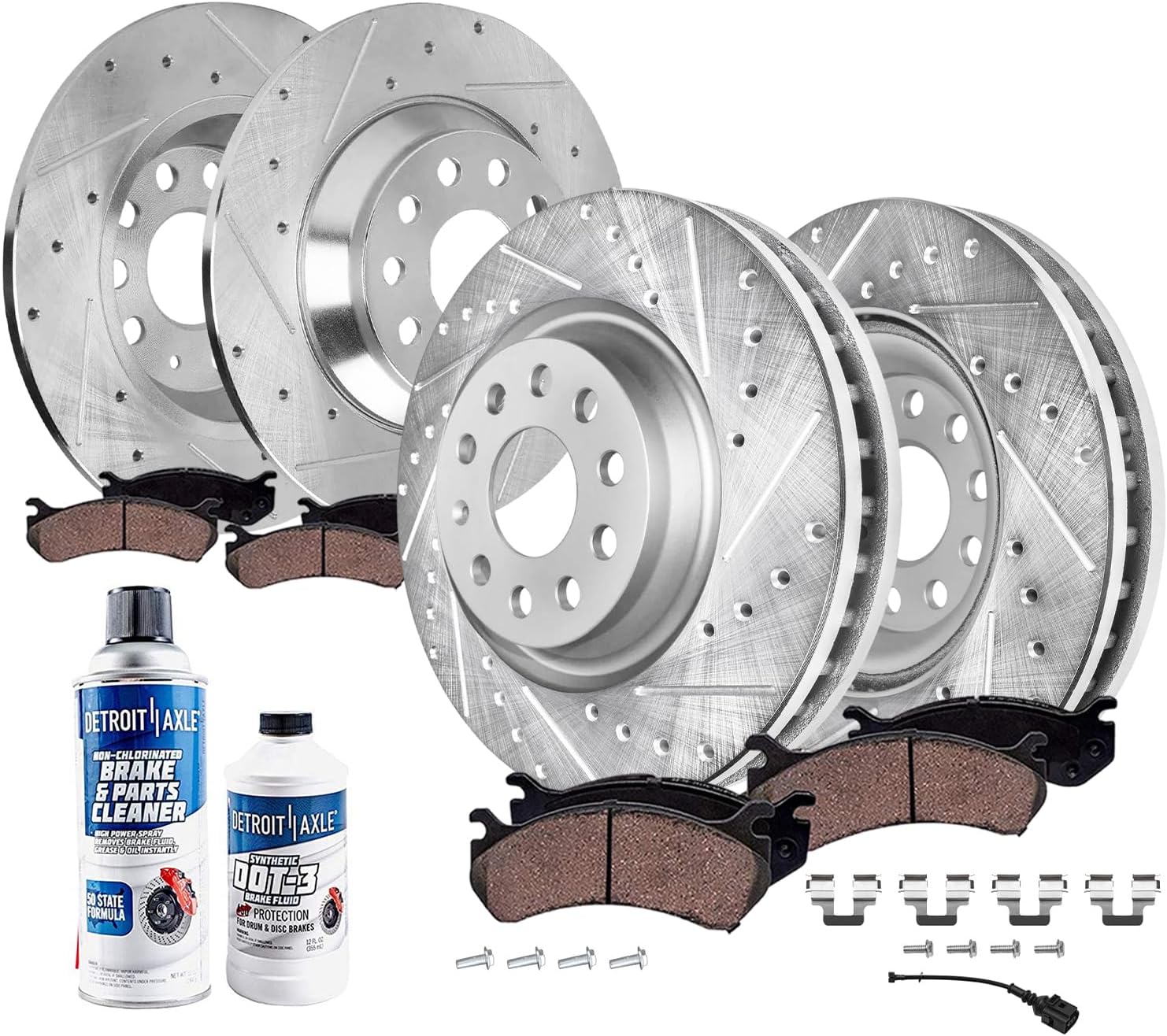 10pc Front & Rear Drilled Slotted Rotors and Ceramic Brake Pads Kit