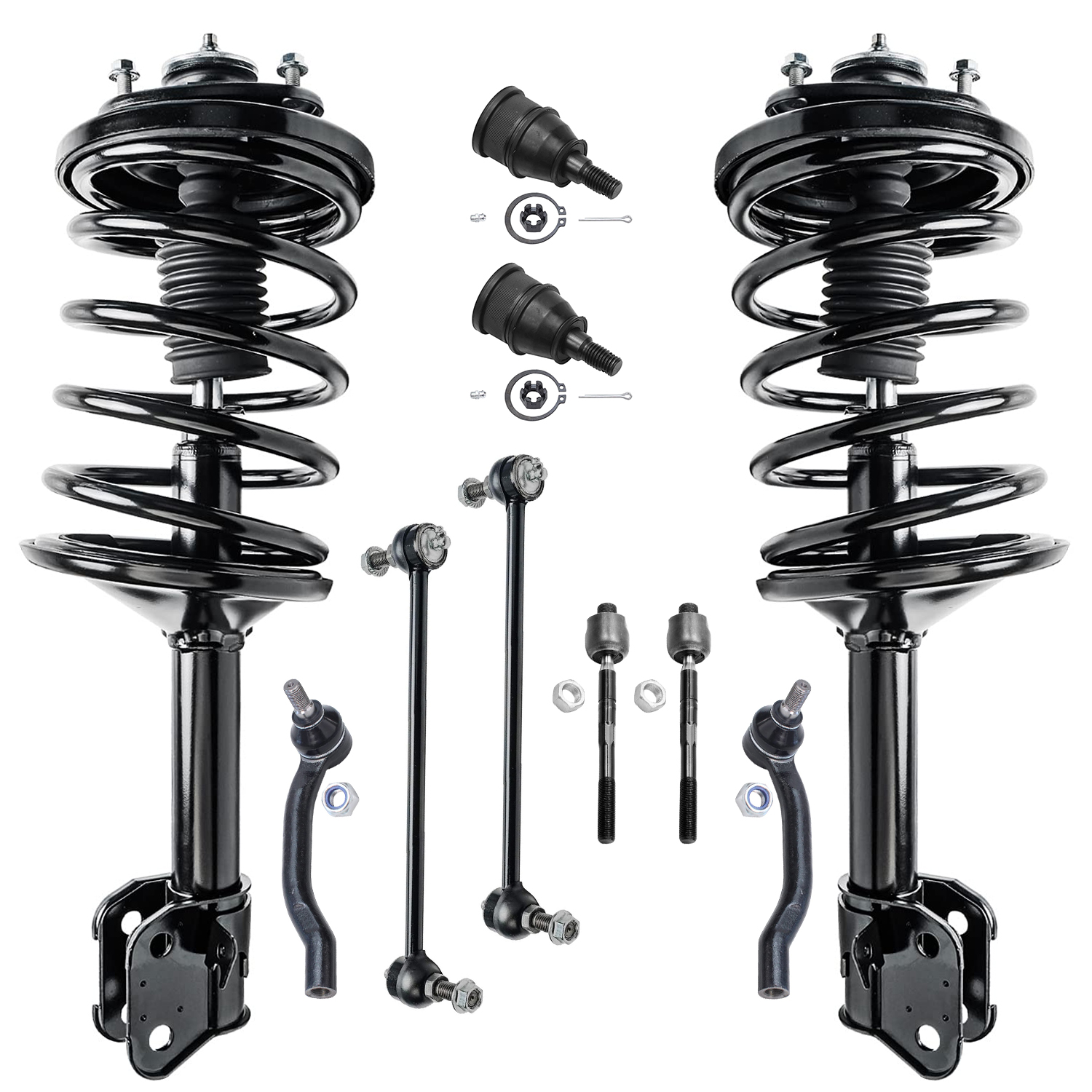 10pc Front Struts Sway Bar Links Tie Rods Ball Joints Suspension Kit