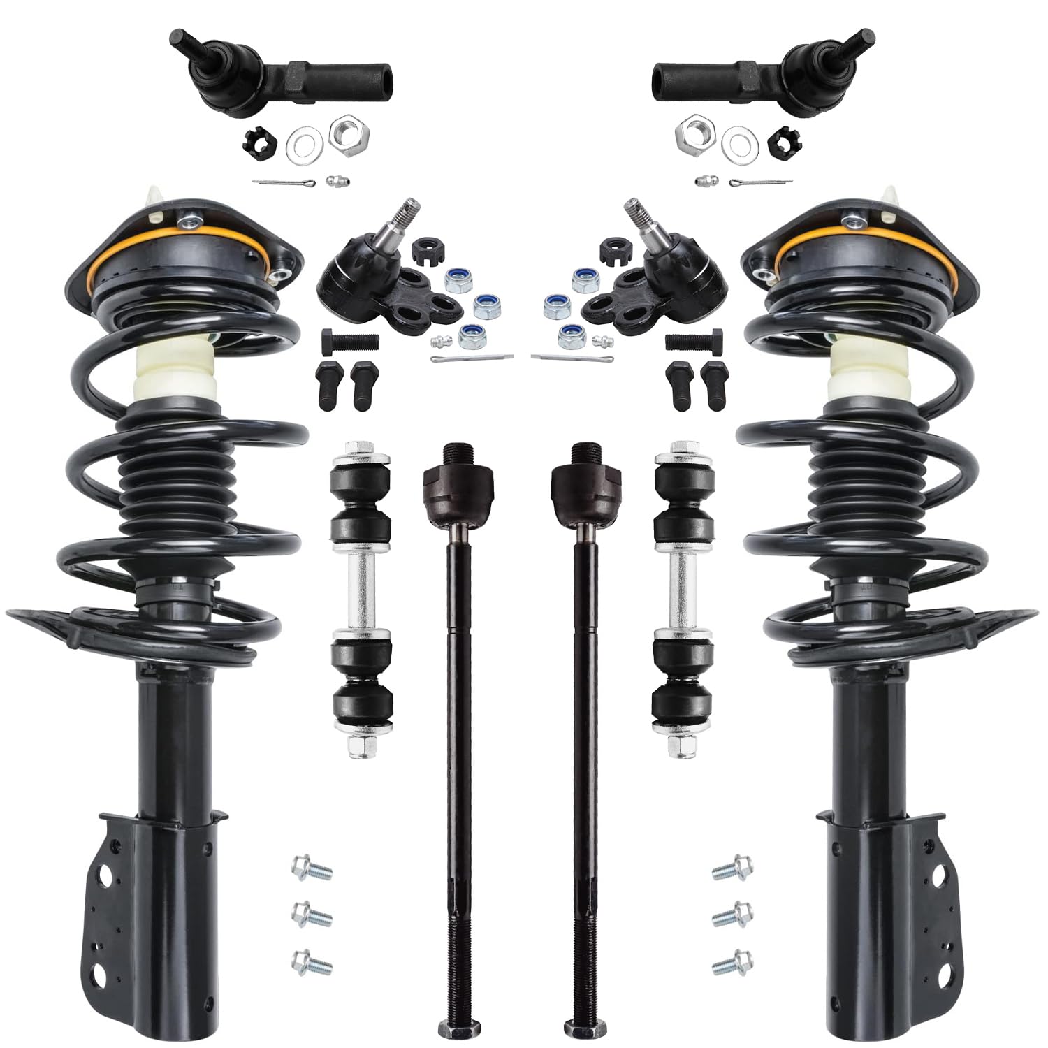 10pc Front Struts Tie Rods Ball Joints Sway Bar Links Suspension Kit