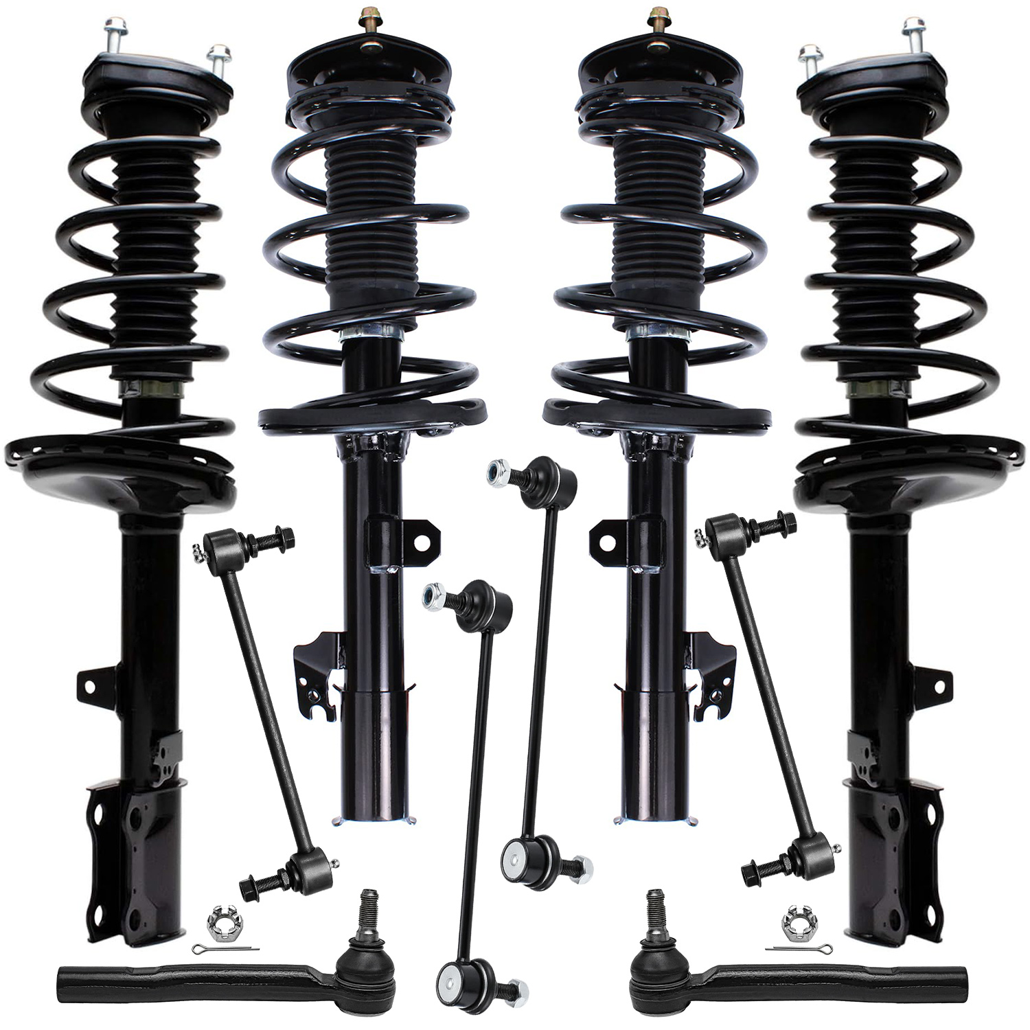10pc Front & Rear Struts Sway Bar Links Outer Tie Rods Suspension Kit