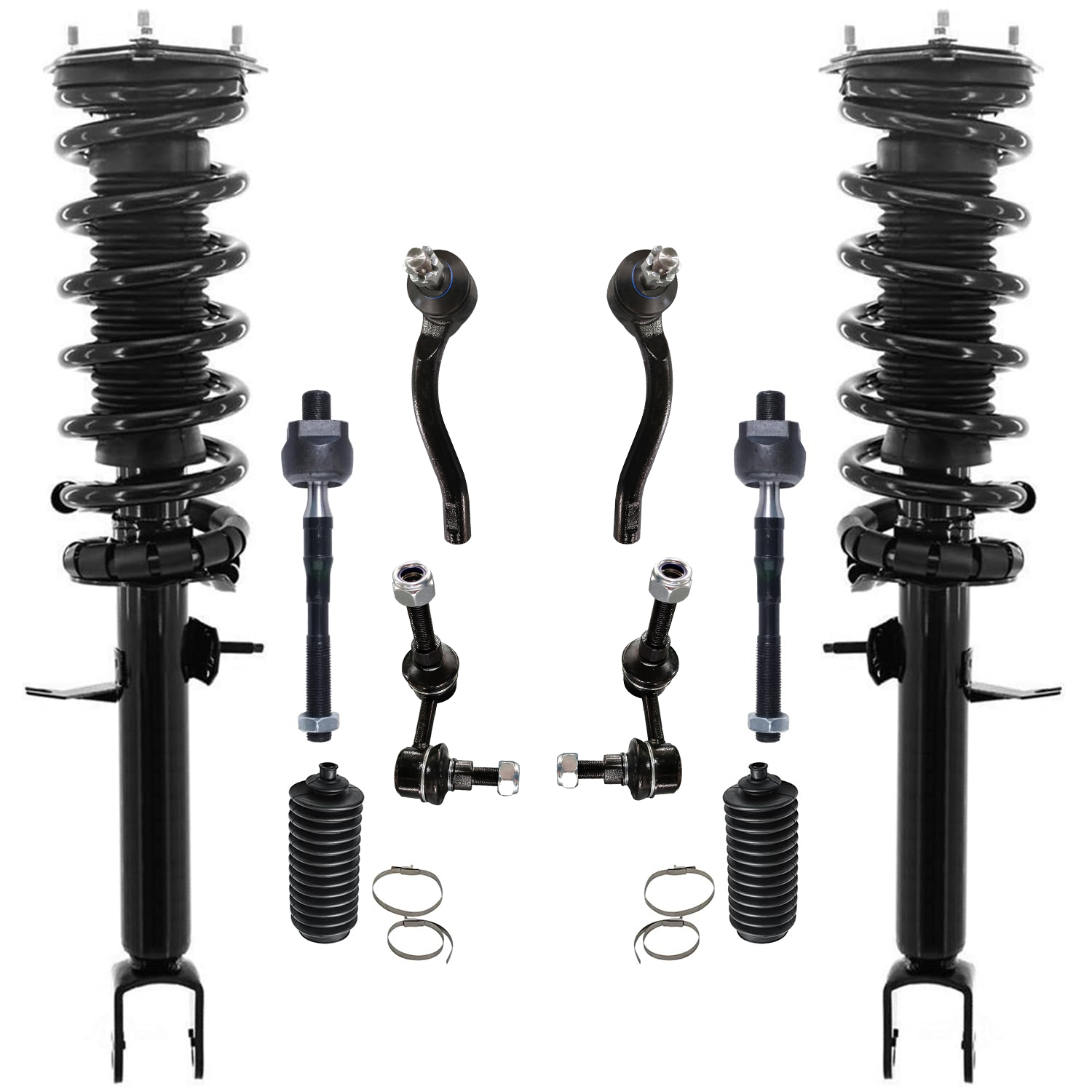 10pc Front Struts Tie Rods Sway Bar Links Suspension Kit