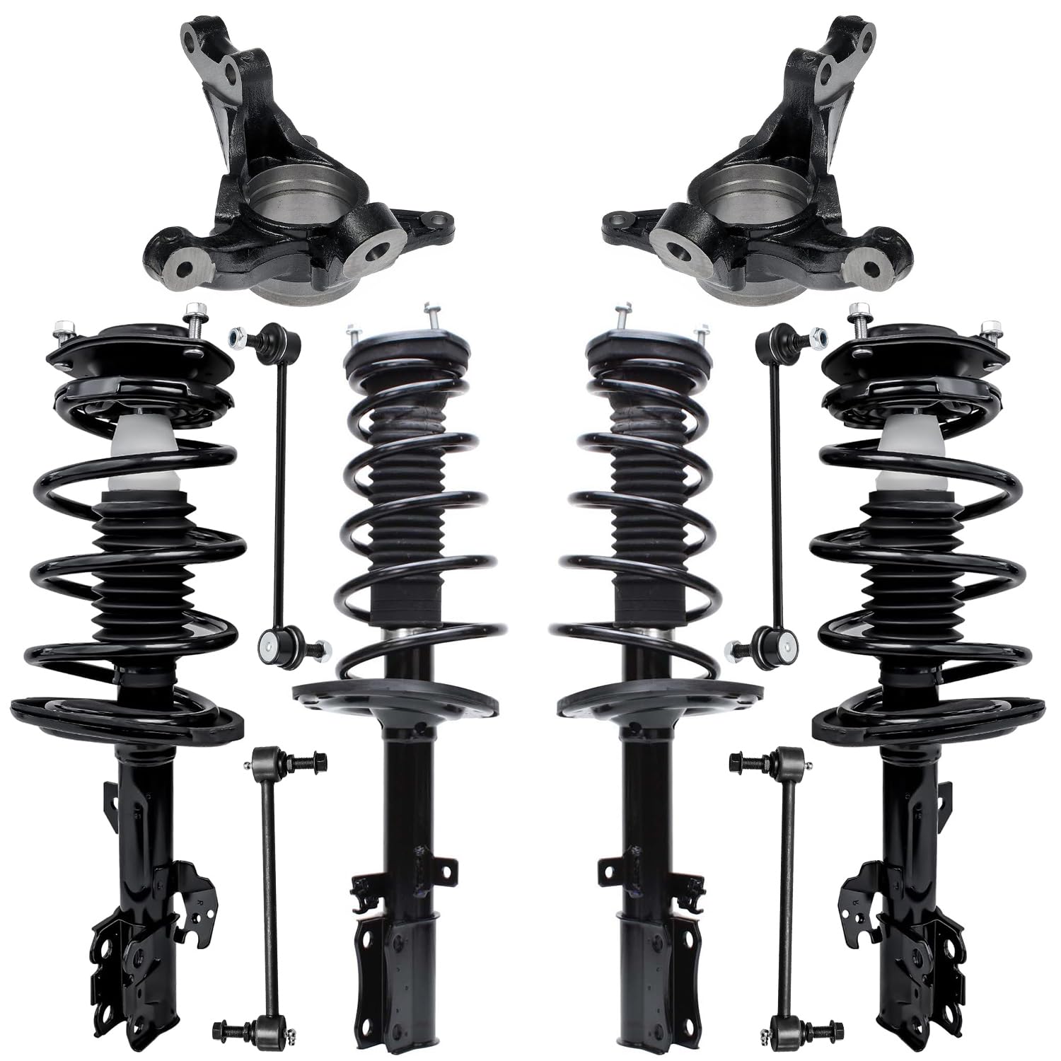 10pc Front & Rear Struts Steering Knuckles Sway Bar Links Suspension Kit