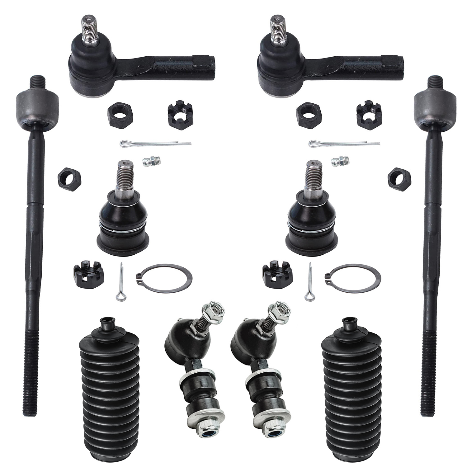 10pc Front Tie Rods Sway Bar Links Lower Ball Joints Suspension Kit