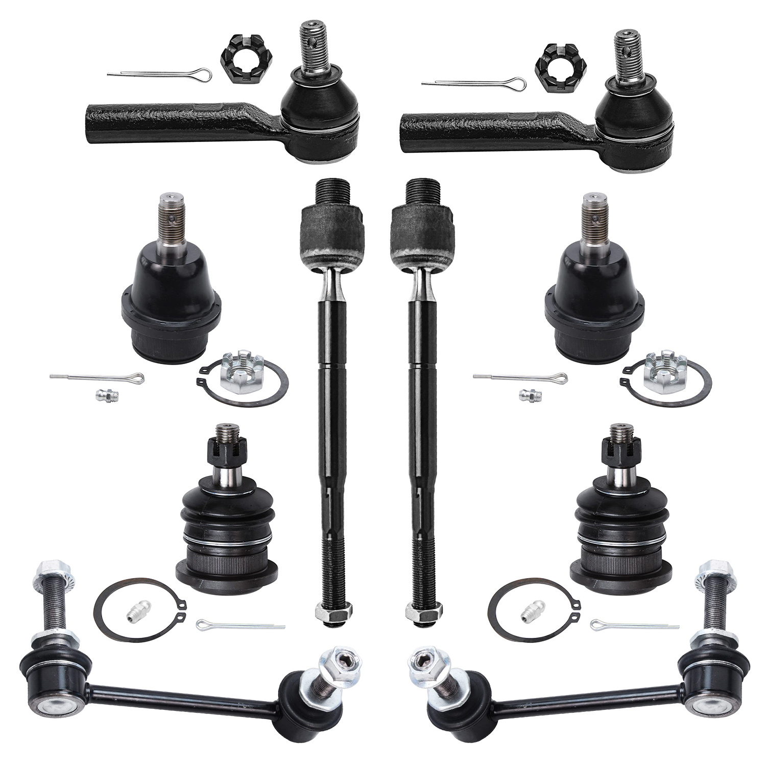 10pc Front Ball Joints Sway Bar Links Tie Rods Suspension Kit