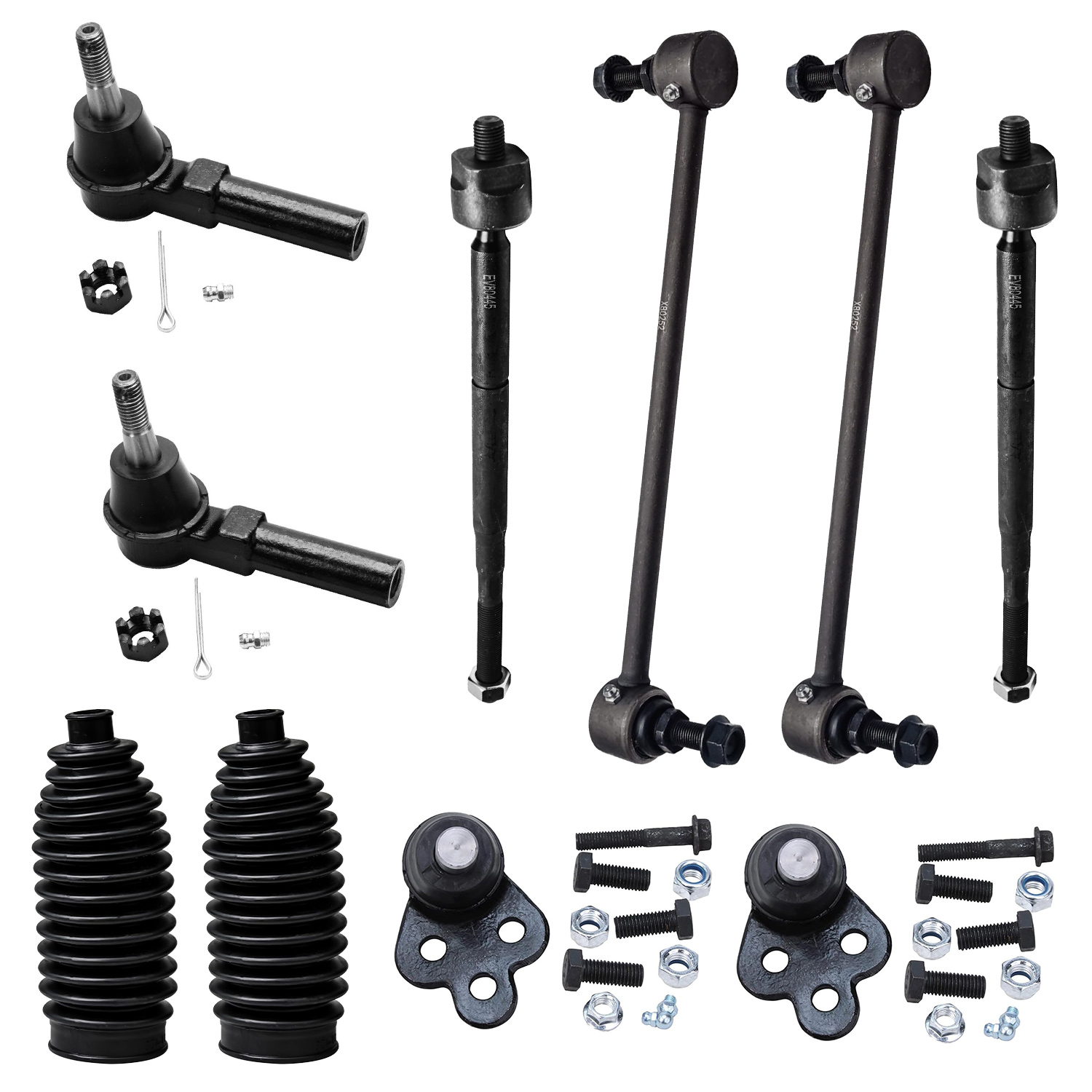 10pc Front Tie Rods Sway Bar Links Lower Ball Joints Suspension Kit