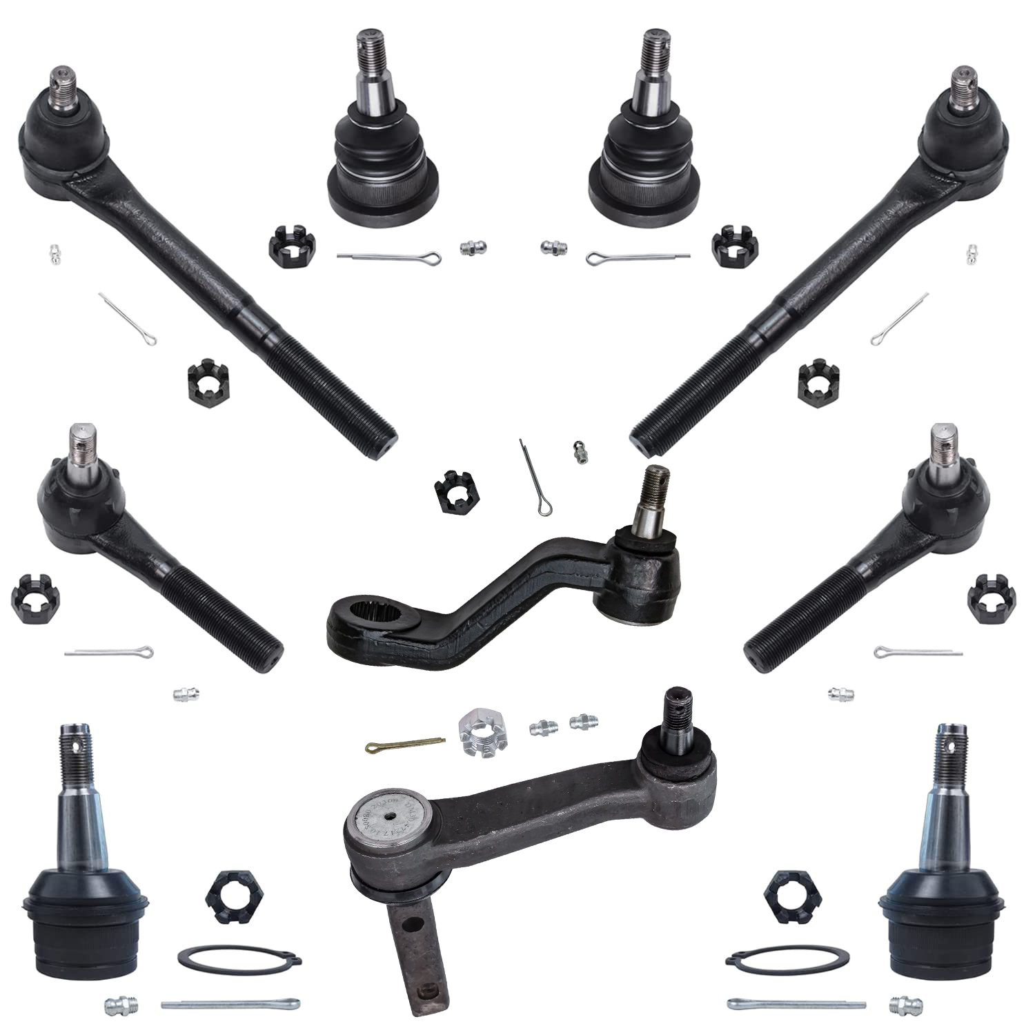 10pc Front Idler and Pitman Arms Ball Joints Tie Rods Suspension Kit