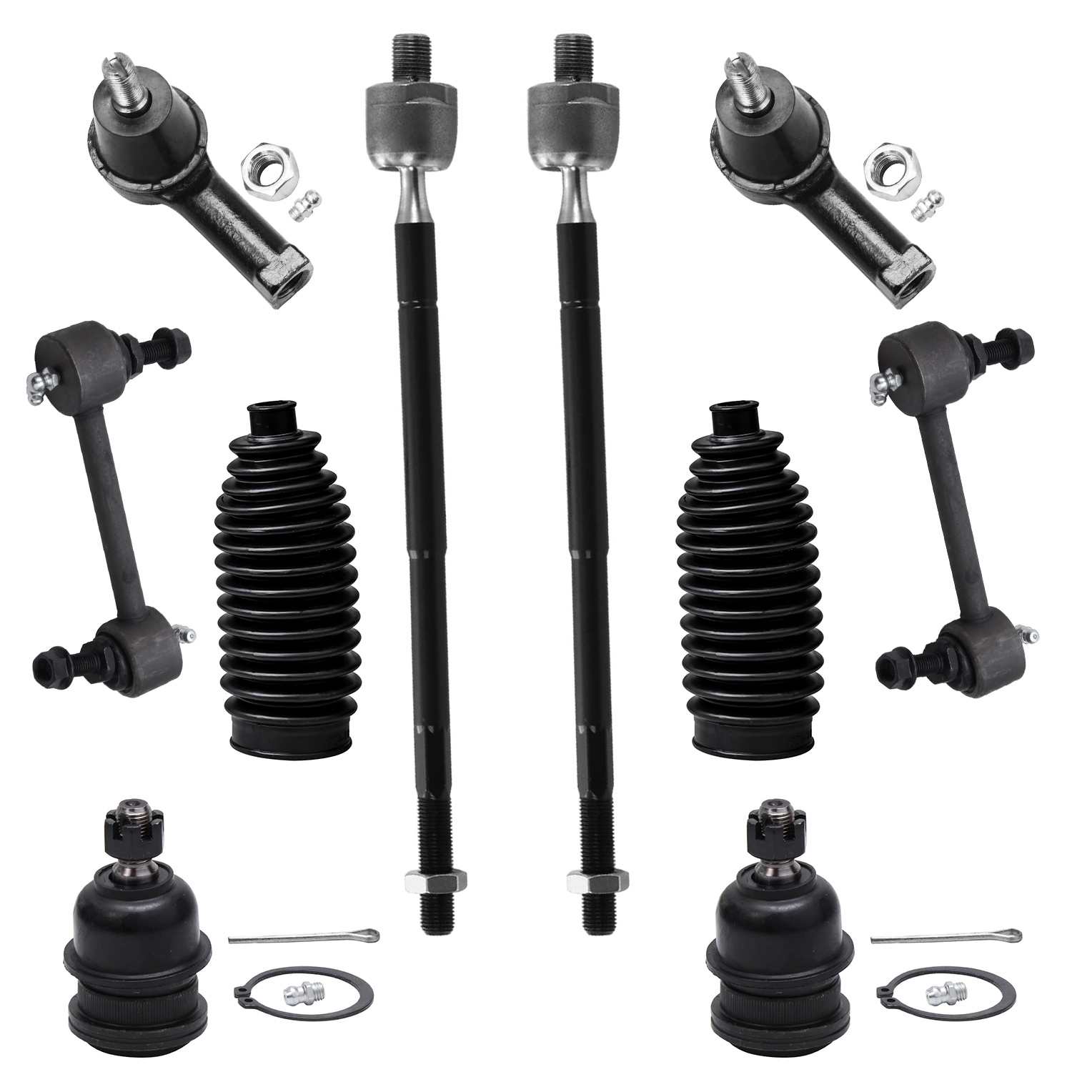 10pc Front Lower Ball Joints Tie Rods Sway Bar Links Suspension Kit