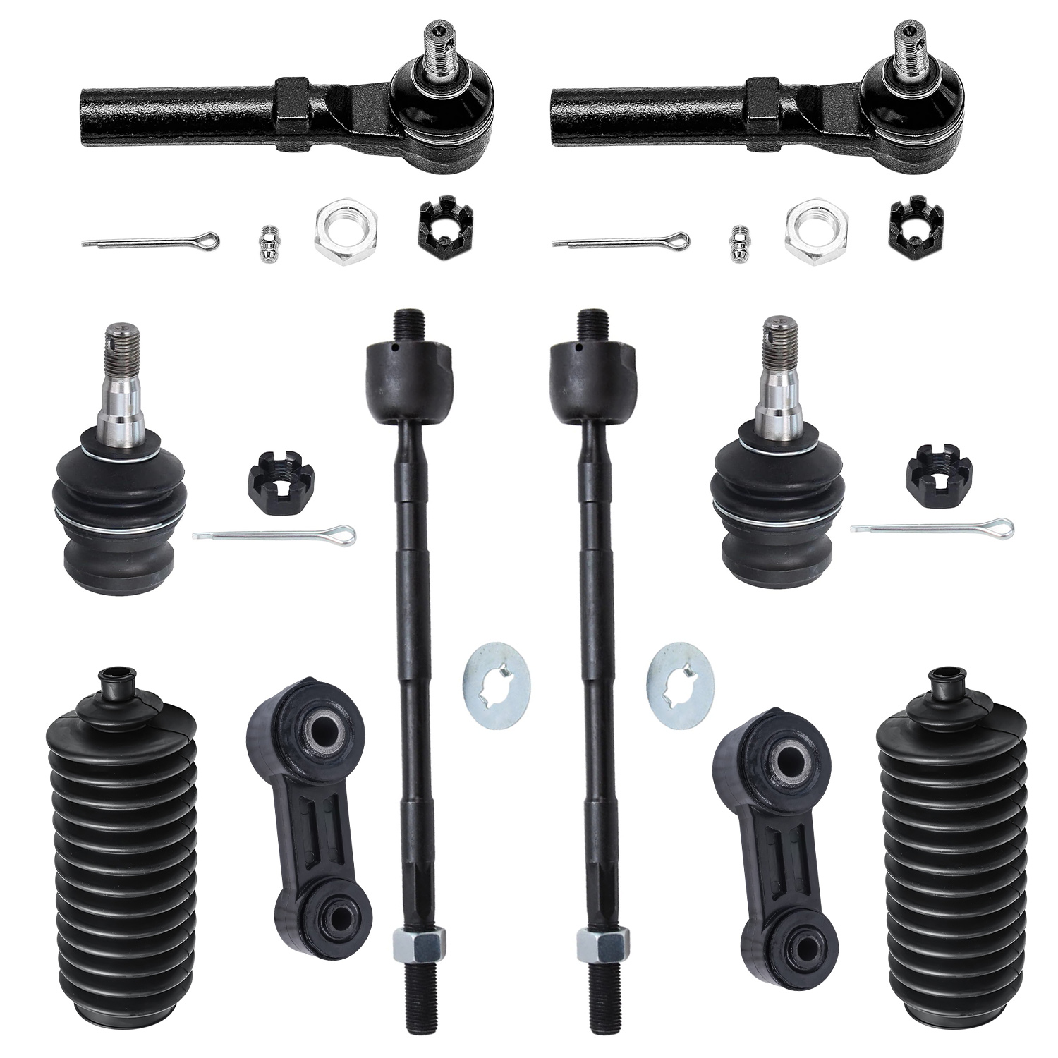 10pc Front Tie Rods Sway Bar Links Lower Ball Joints Suspension Kit