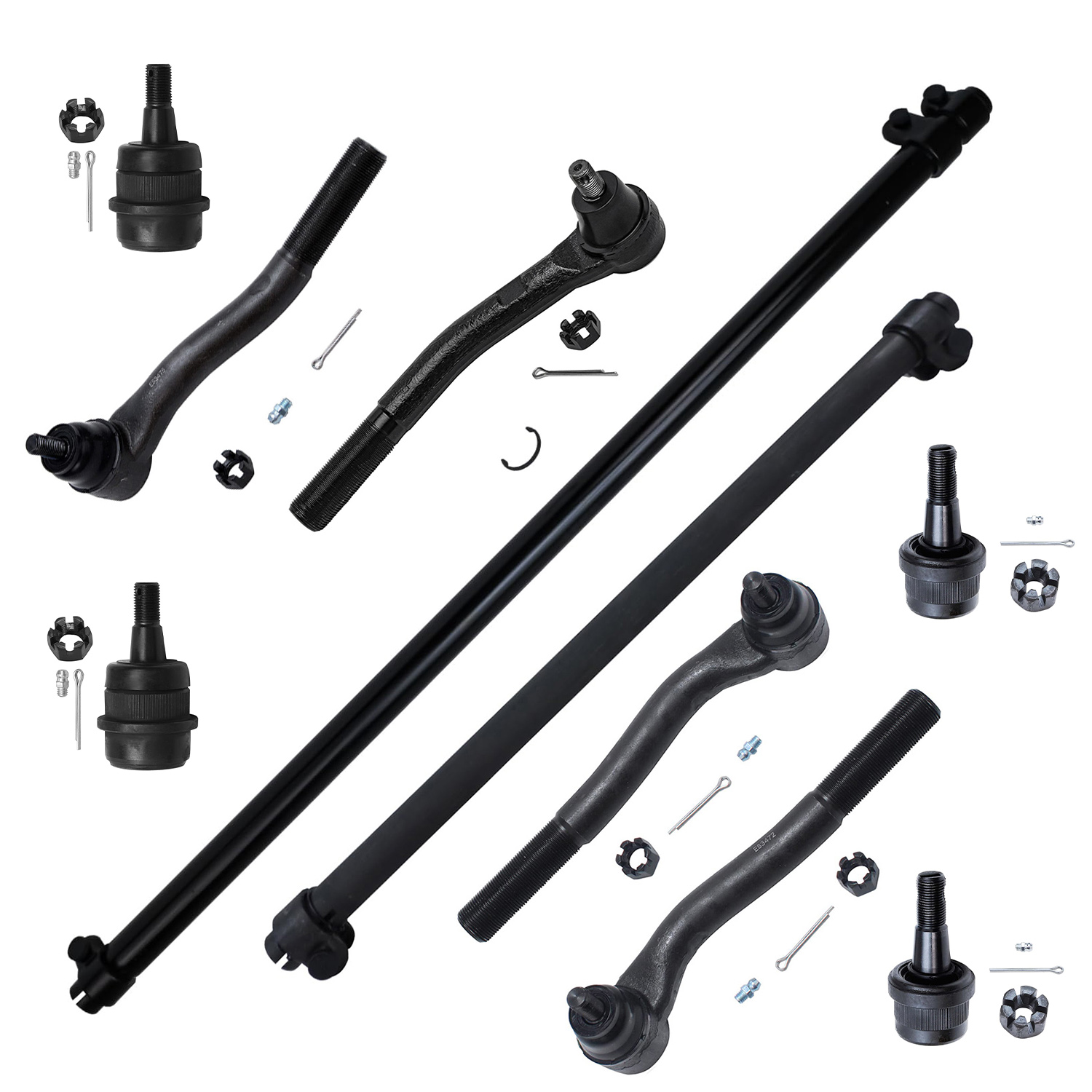 10pc Front Tie Rods Adjusting Sleeves Upper Lower Ball Joints Suspension Kit