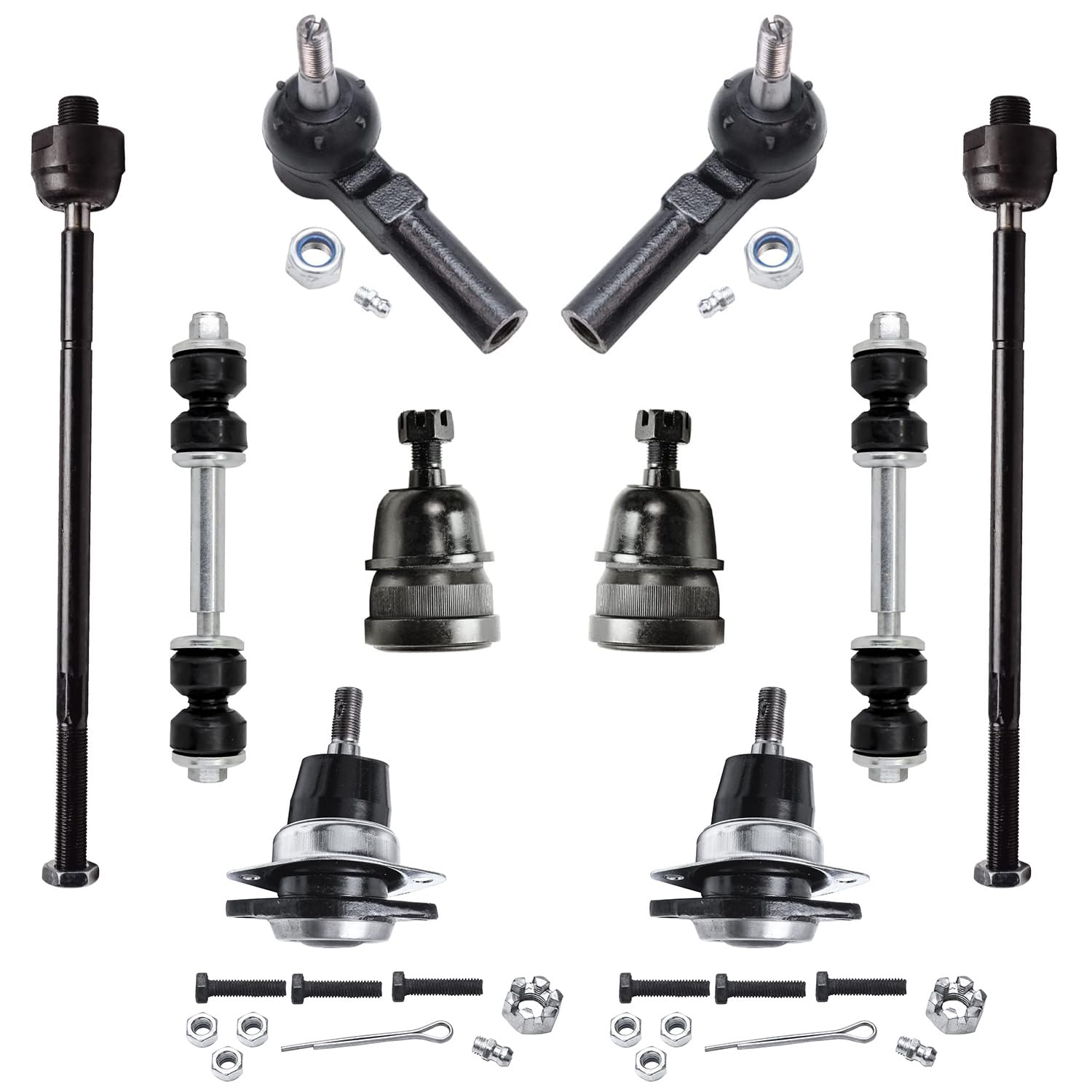 10pc Front Ball Joints Tie Rods Sway Bar Links Suspension Kit