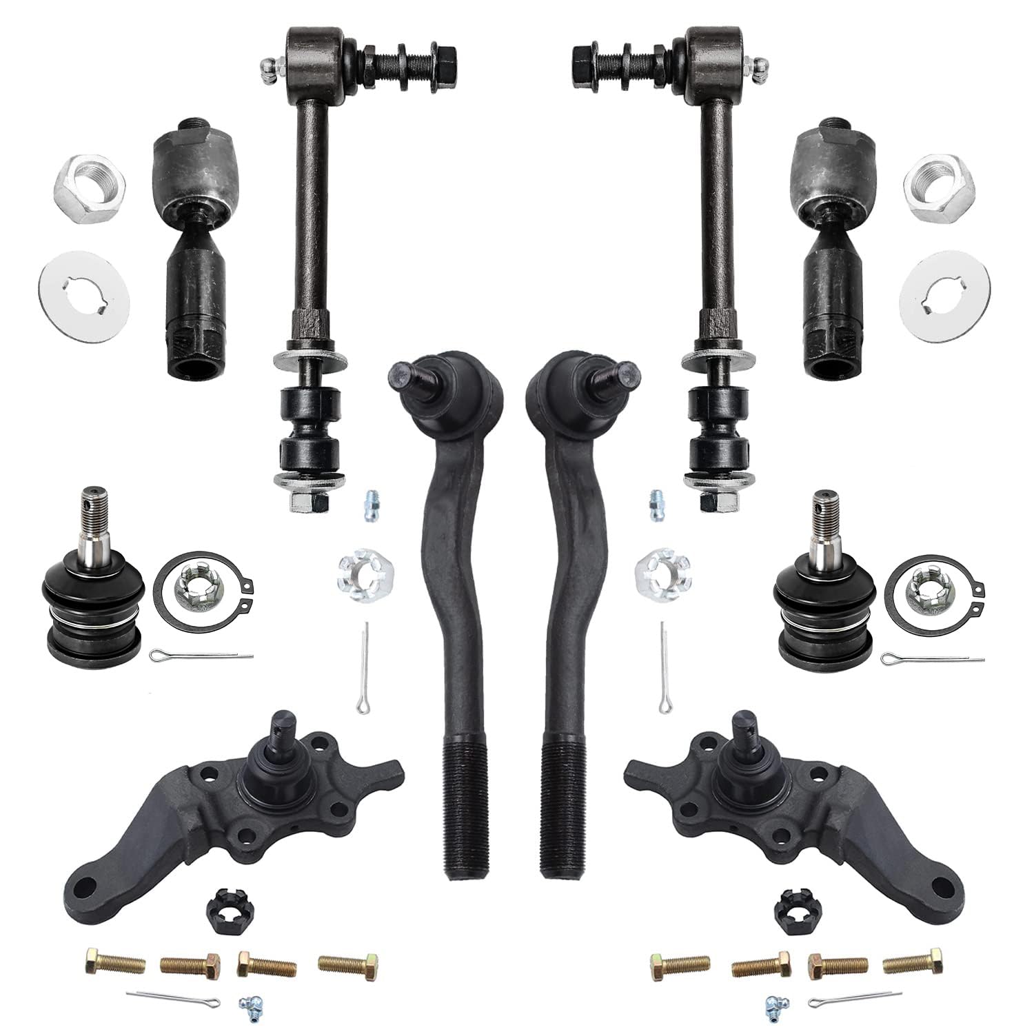 10pc Front Ball Joints Tie Rods Sway Bar Links Suspension Kit