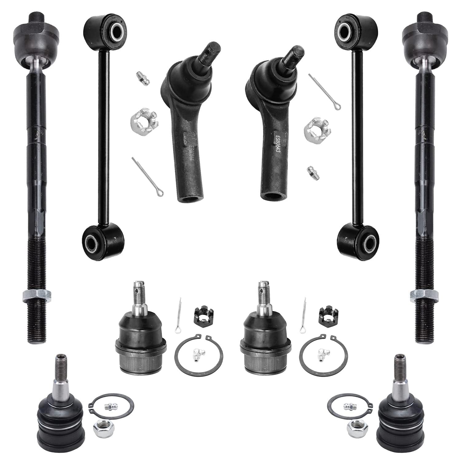 10pc Front Inner Outer Tie Rods Sway Bar Links Ball Joints Suspension Kit