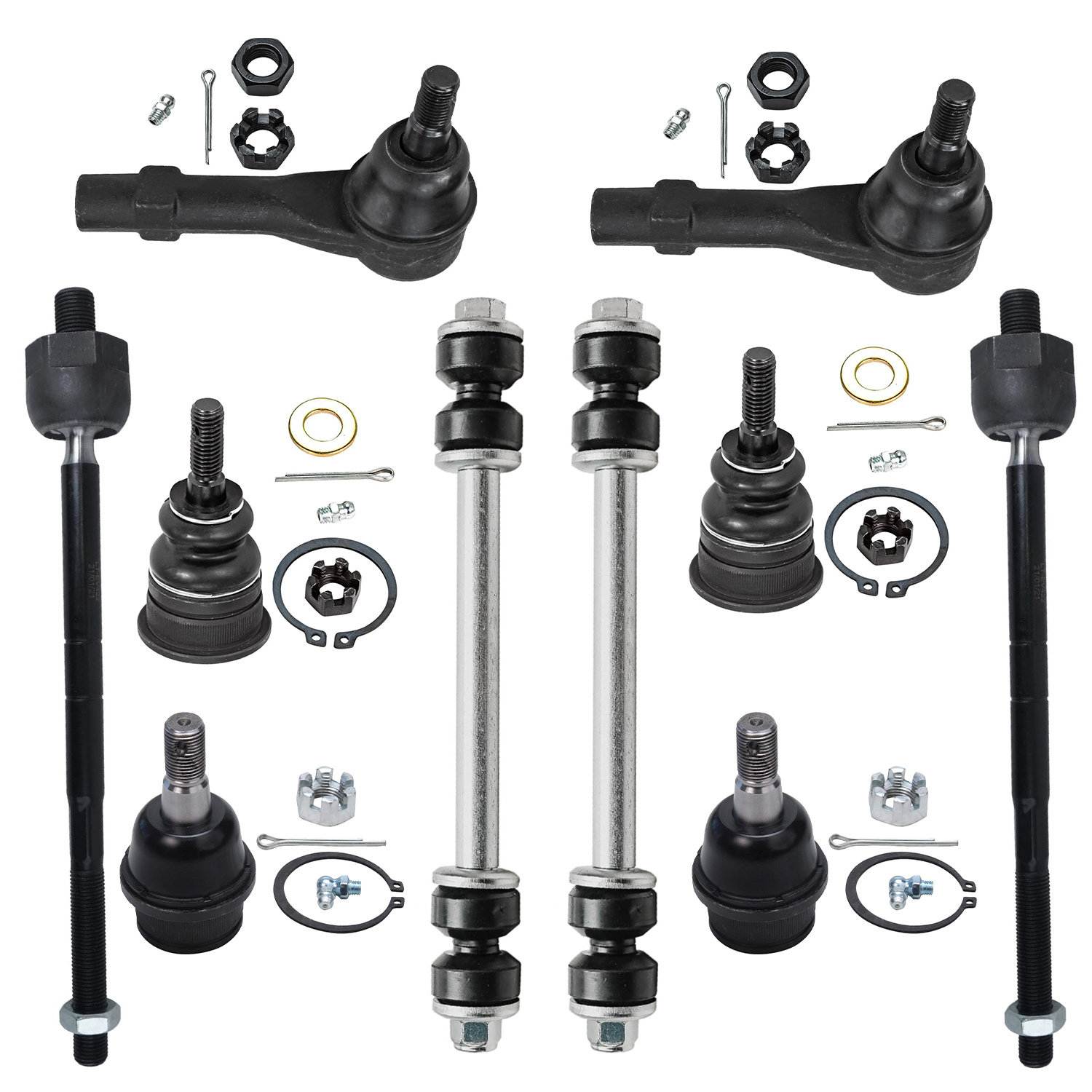 10pc Front Ball Joints Sway Bar Links Tie Rods Suspension Kit