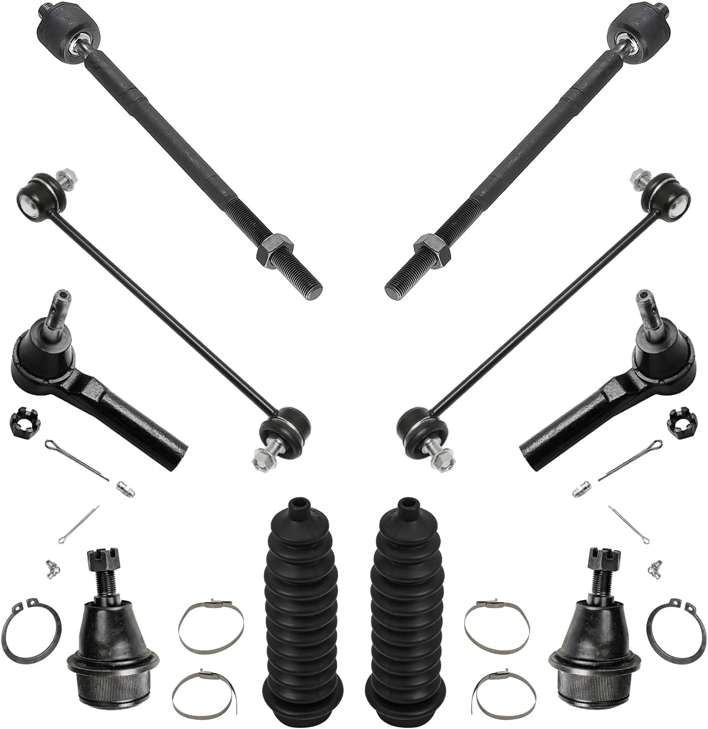10pc Front Inner Outer Tie Rods Sway Bar Links Lower Ball Joints Suspension Kit