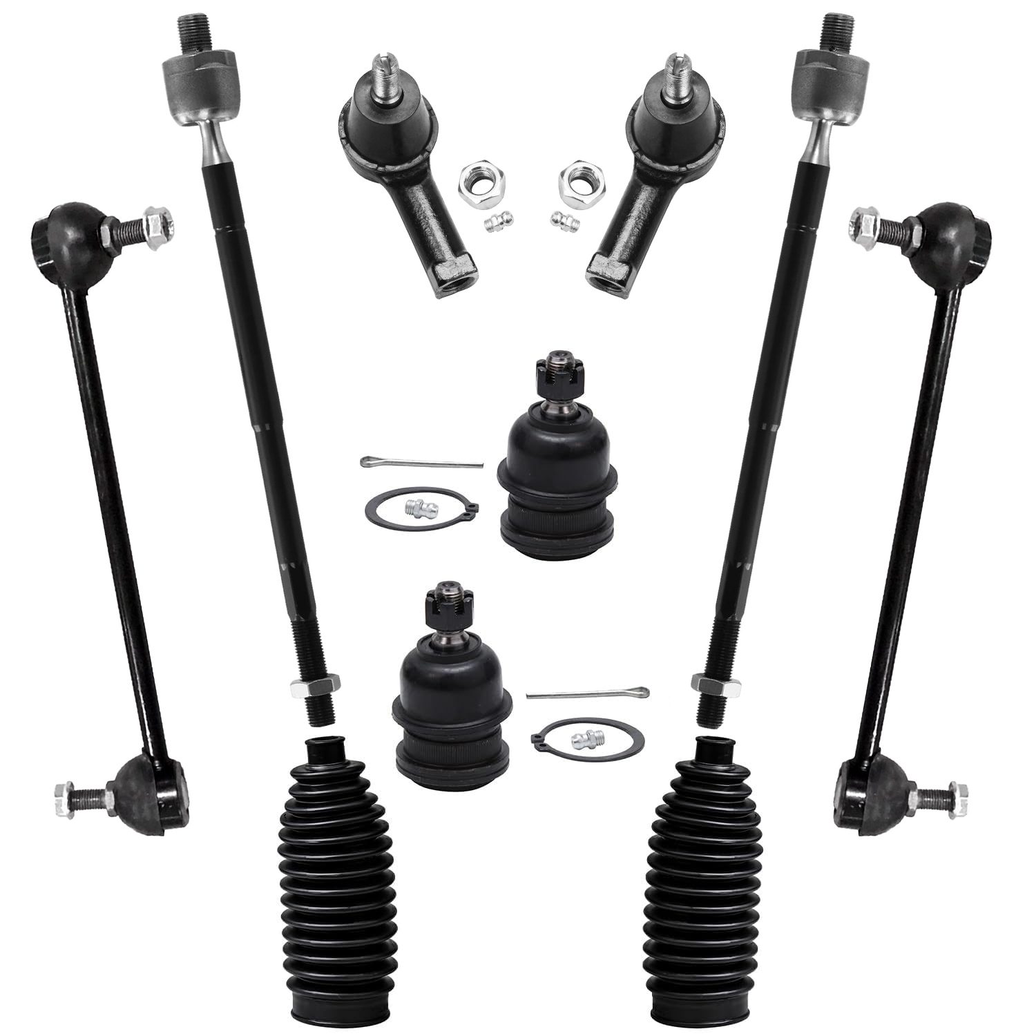 10pc Front Inner Outer Tie Rods Sway Bar Links Lower Ball Joints Suspension Kit