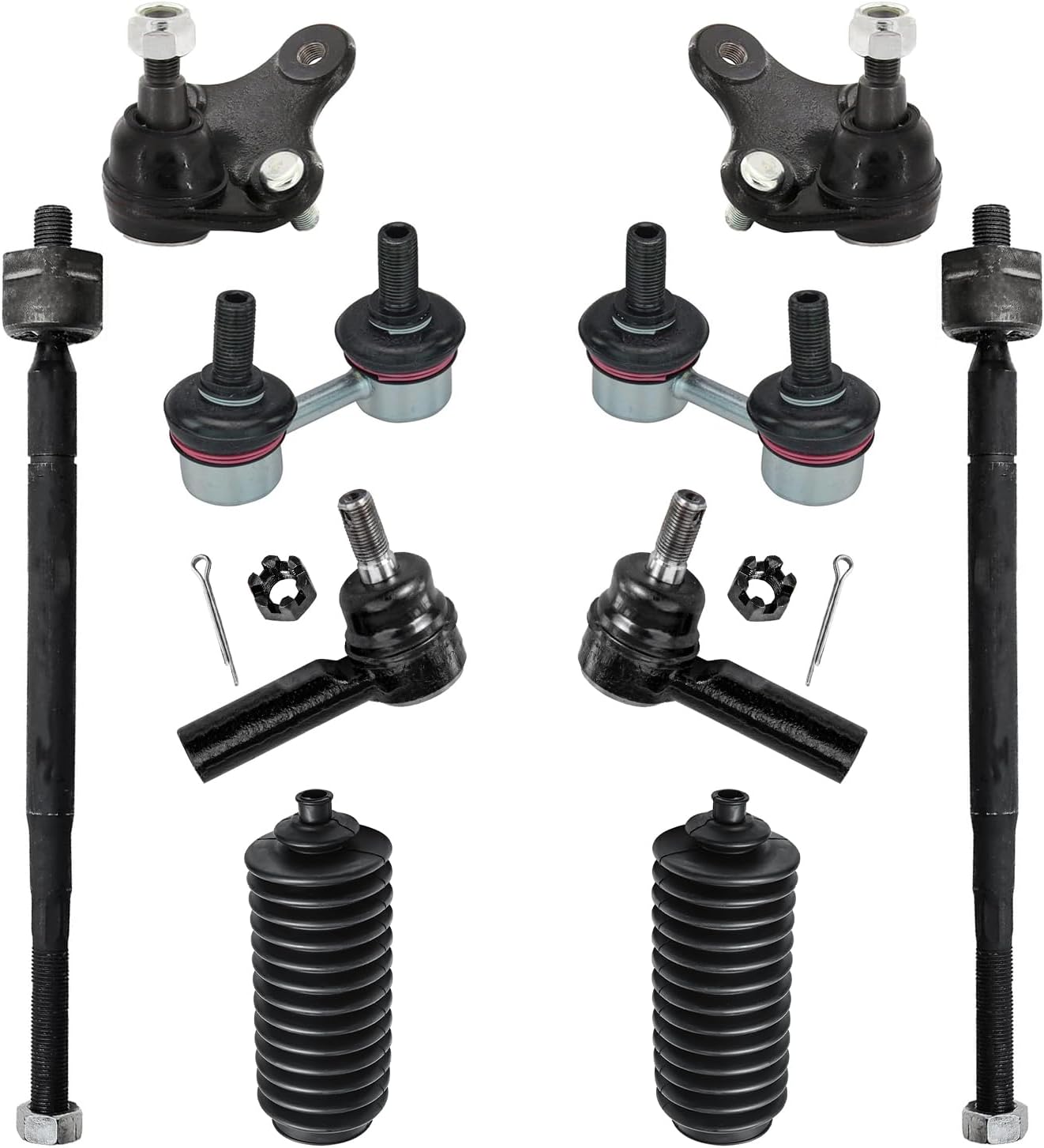 10pc Front Inner Outer Tie Rods Sway Bar Links Lower Ball Joints Suspension Kit