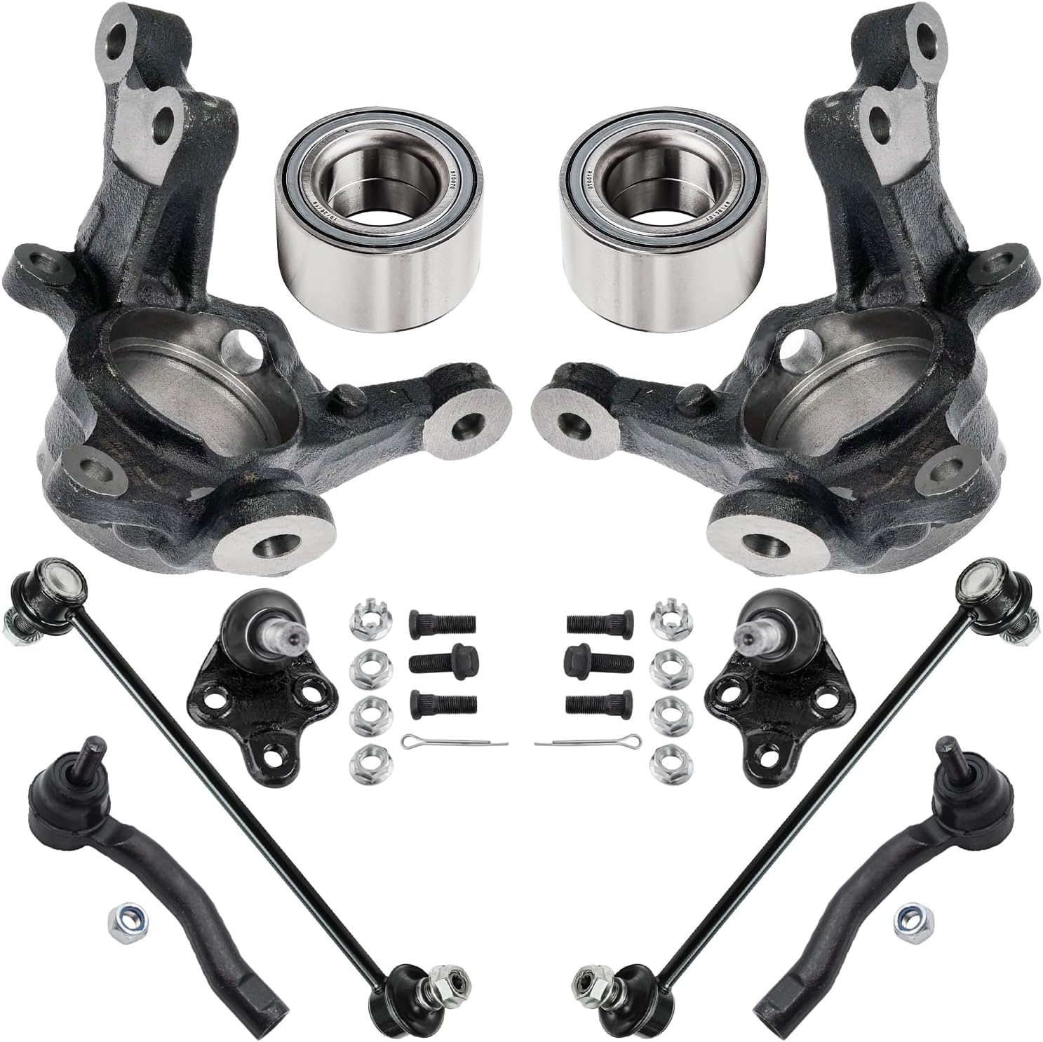 10pc Front Steering Knuckles Wheel Bearings Sway Bar Links Suspension Kit