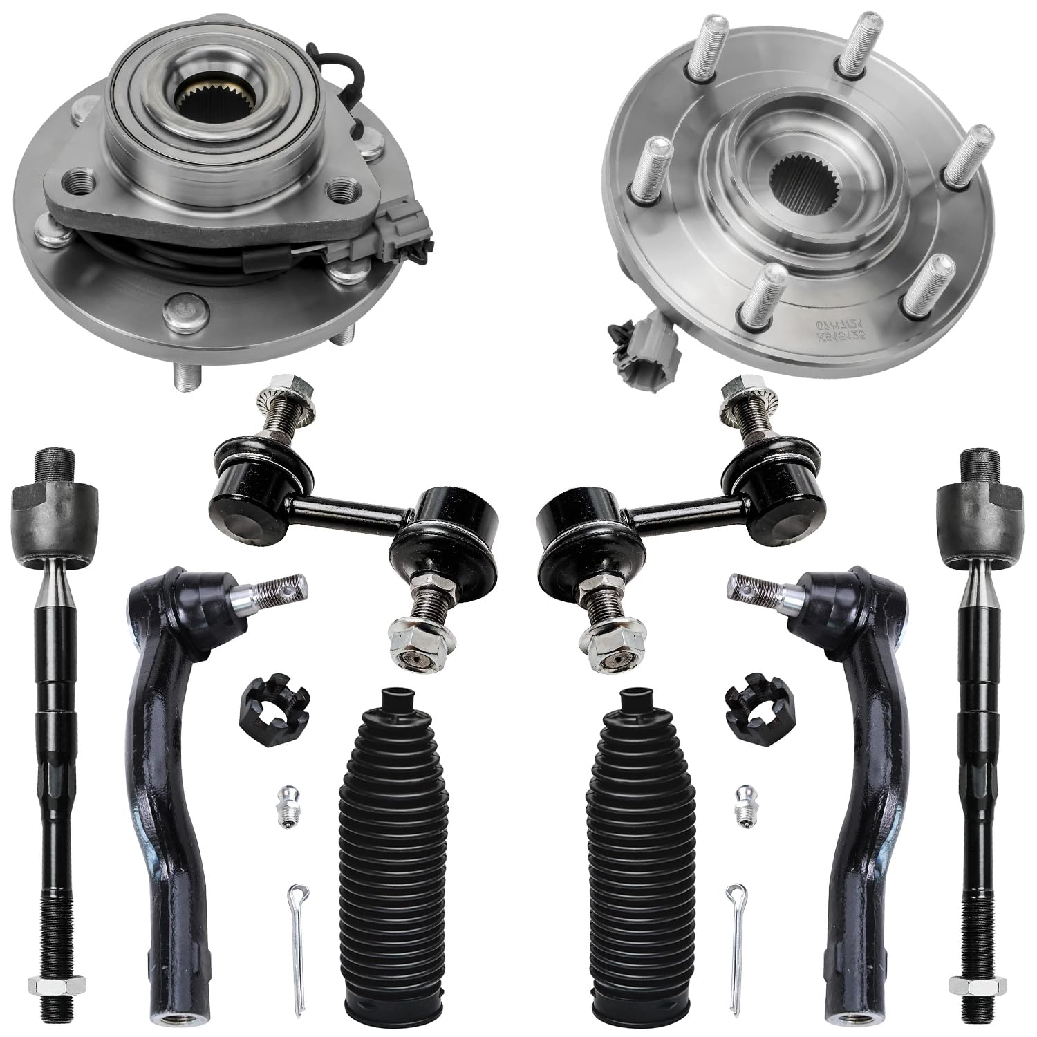 10pc Front Wheel Hub and Bearings Tie Rods Sway Bar Links Suspension Kit